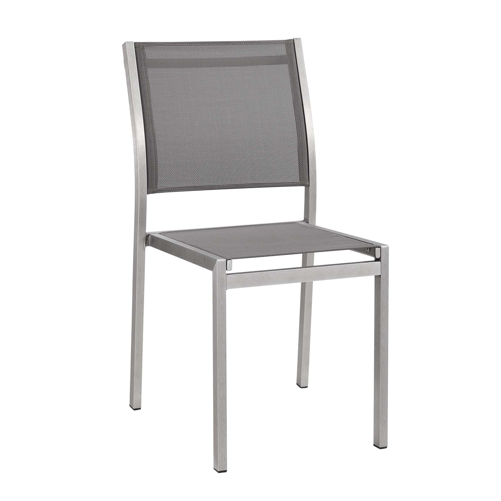 Modway Outdoor Dining Chairs - Shore Side Chair Outdoor Patio Aluminum Set of 2 Silver Gray