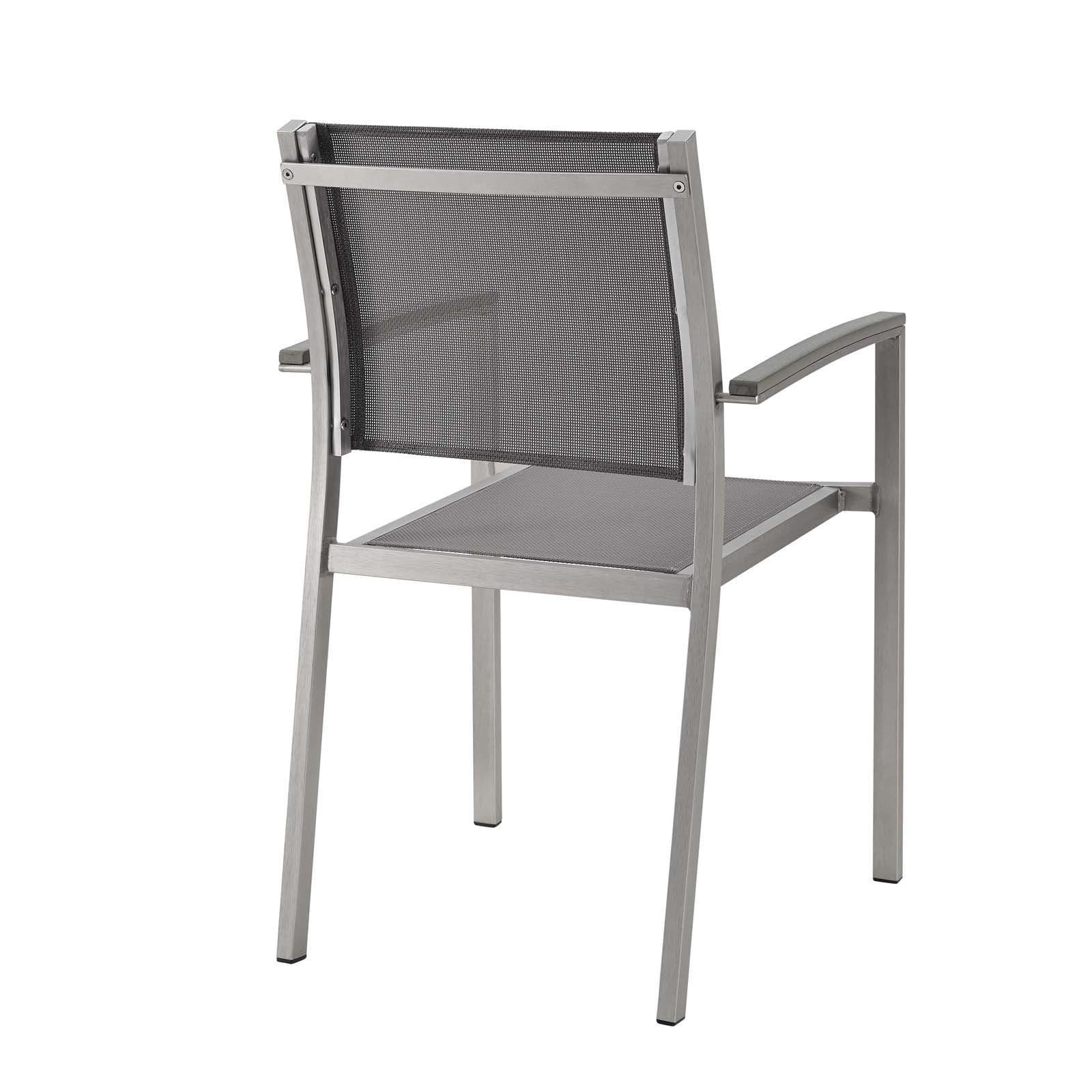 Modway Outdoor Dining Chairs - Shore Dining Chair Outdoor Patio Aluminum Set of 2 Silver Gray