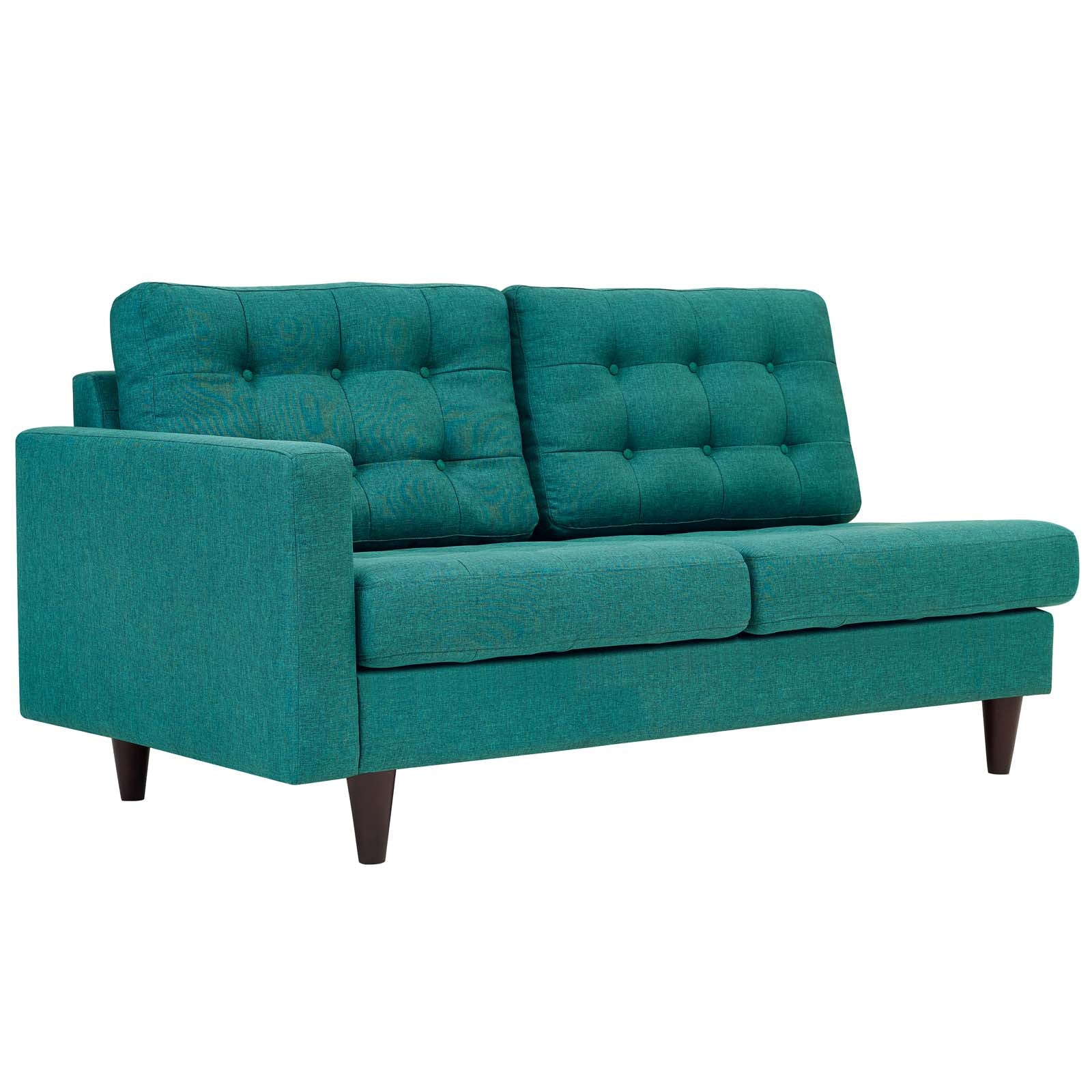 Modway Loveseats - Empress Left Facing Upholstered Fabric Loveseat Teal