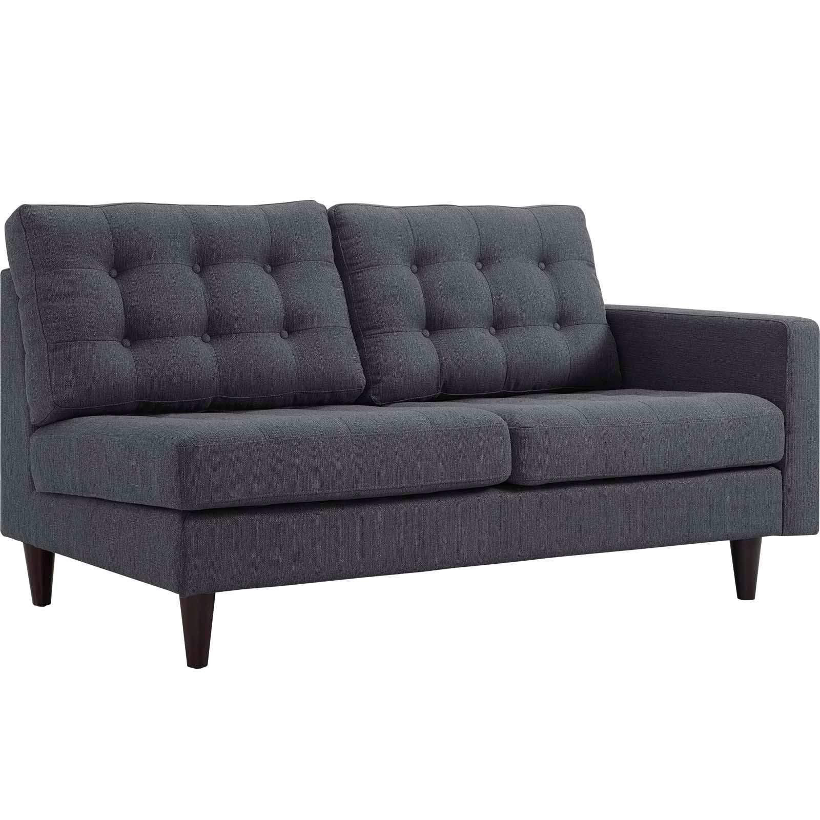 Modway Loveseats - Empress Right-Facing Upholstered Fabric Loveseat Gray