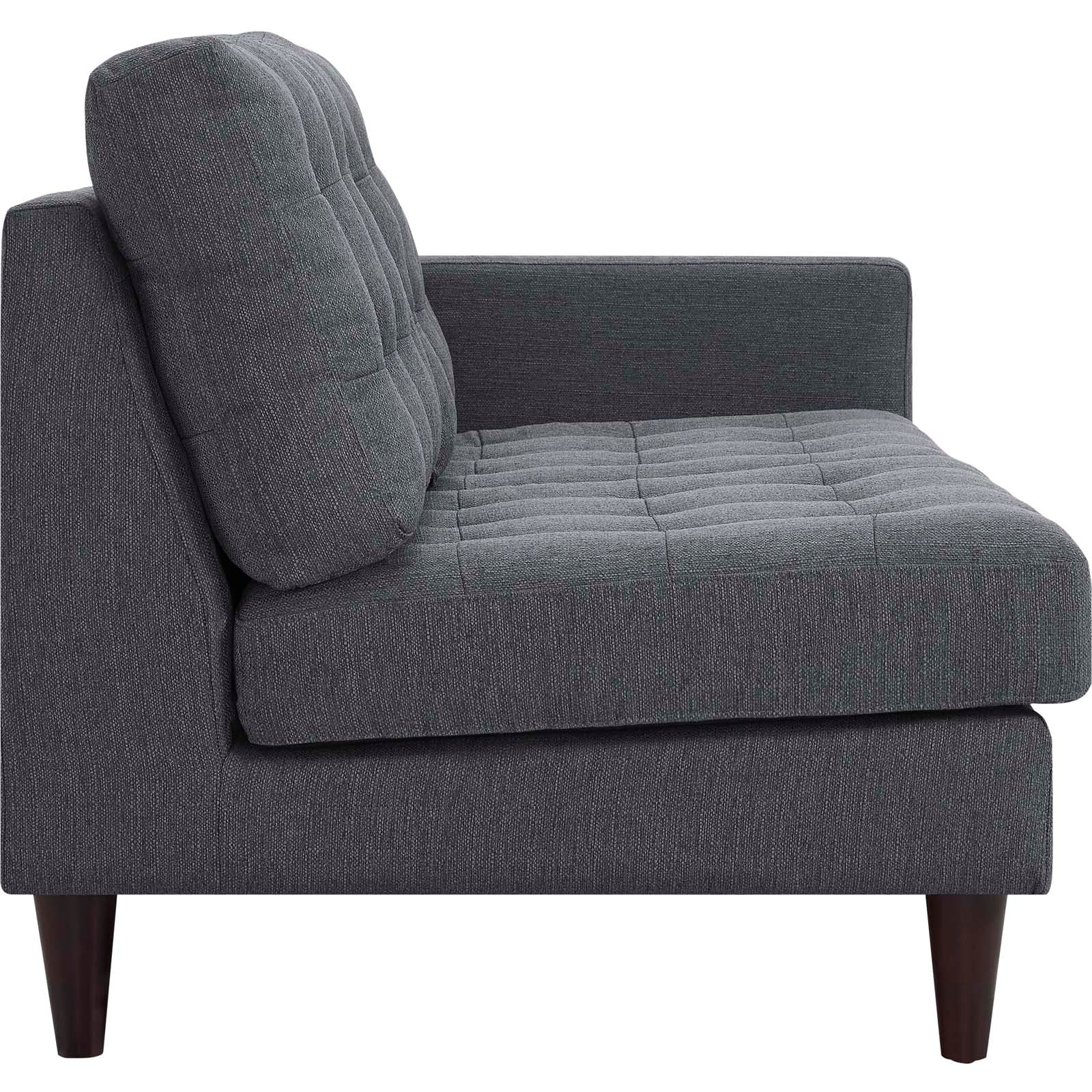 Modway Loveseats - Empress Right-Facing Upholstered Fabric Loveseat Gray