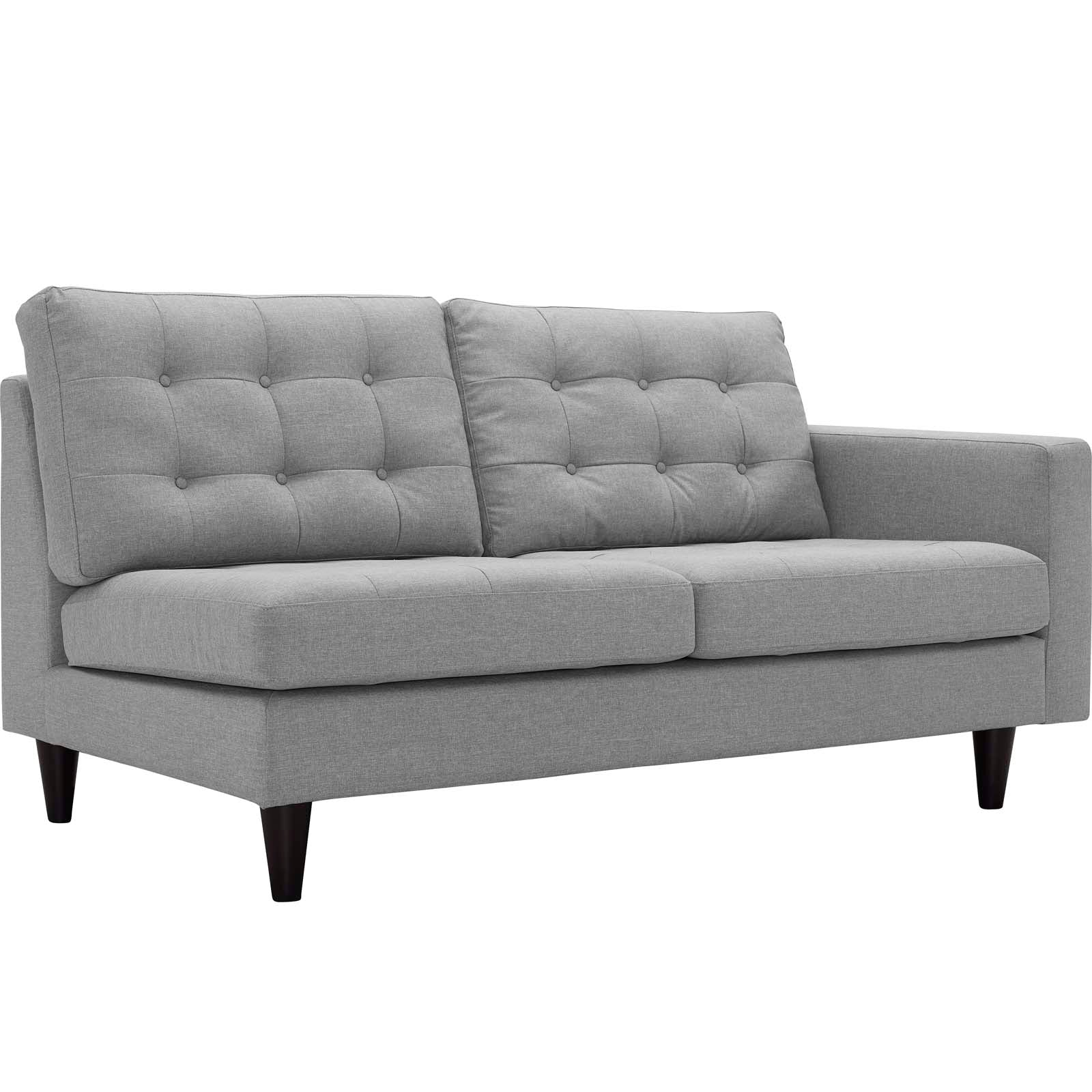 Modway Loveseats - Empress Right-Facing Upholstered Fabric Loveseat Light Gray