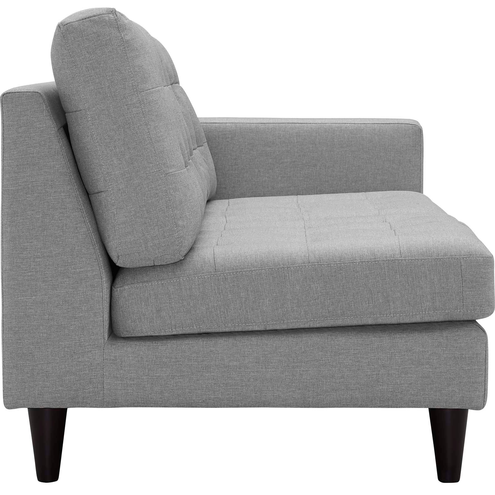 Modway Loveseats - Empress Right-Facing Upholstered Fabric Loveseat Light Gray