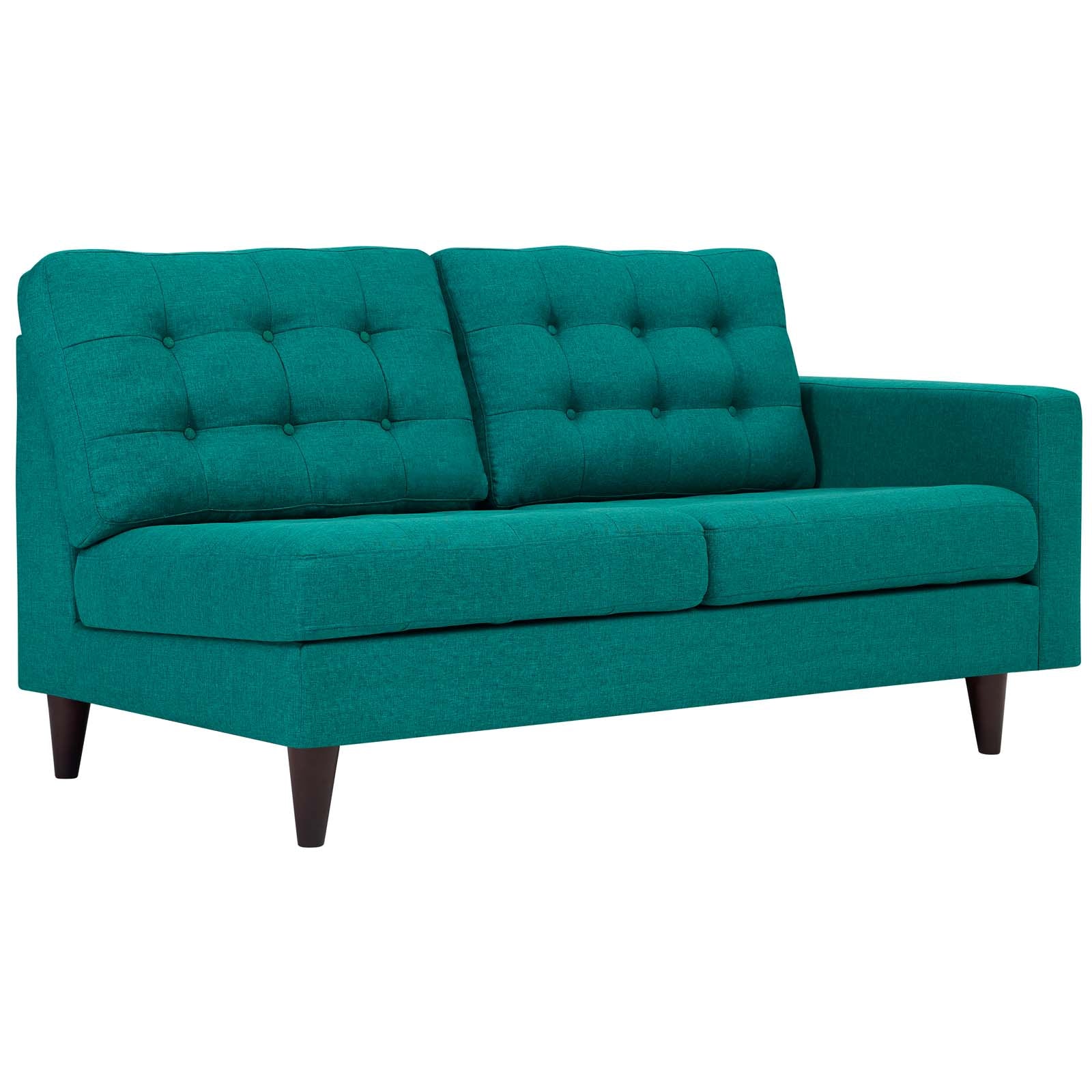 Modway Loveseats - Empress Right-Facing Upholstered Fabric Loveseat Teal