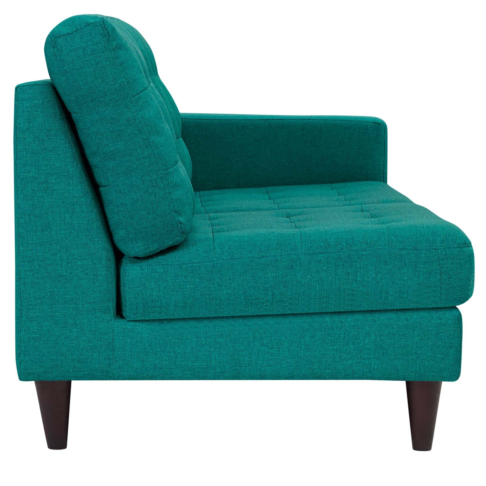 Modway Loveseats - Empress Right-Facing Upholstered Fabric Loveseat Teal