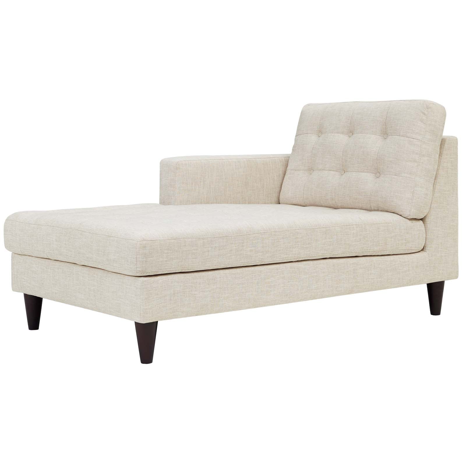 Modway Accent Chairs - Empress Left Arm Upholstered Fabric Chaise Beige
