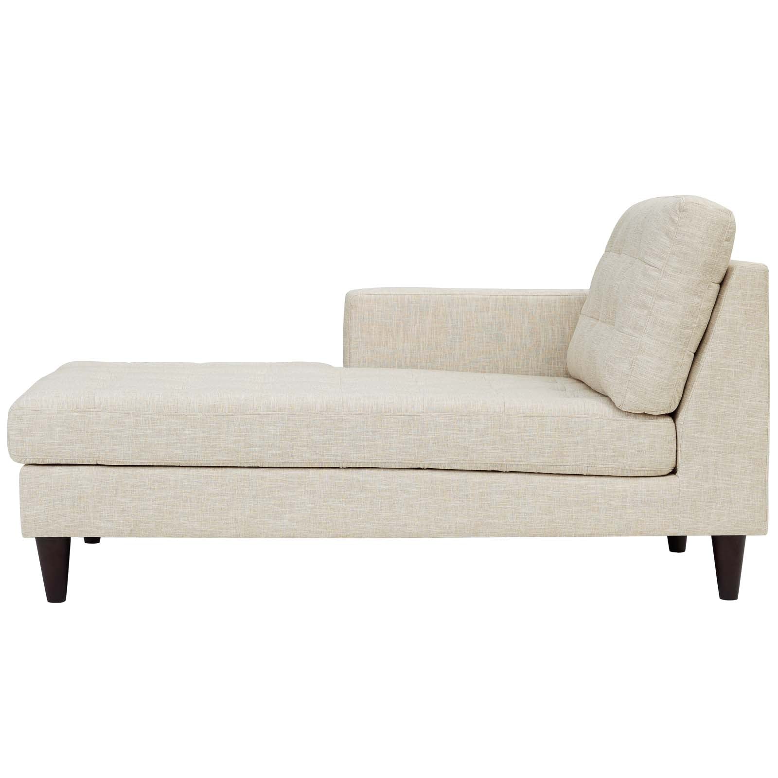 Modway Accent Chairs - Empress Left Arm Upholstered Fabric Chaise Beige