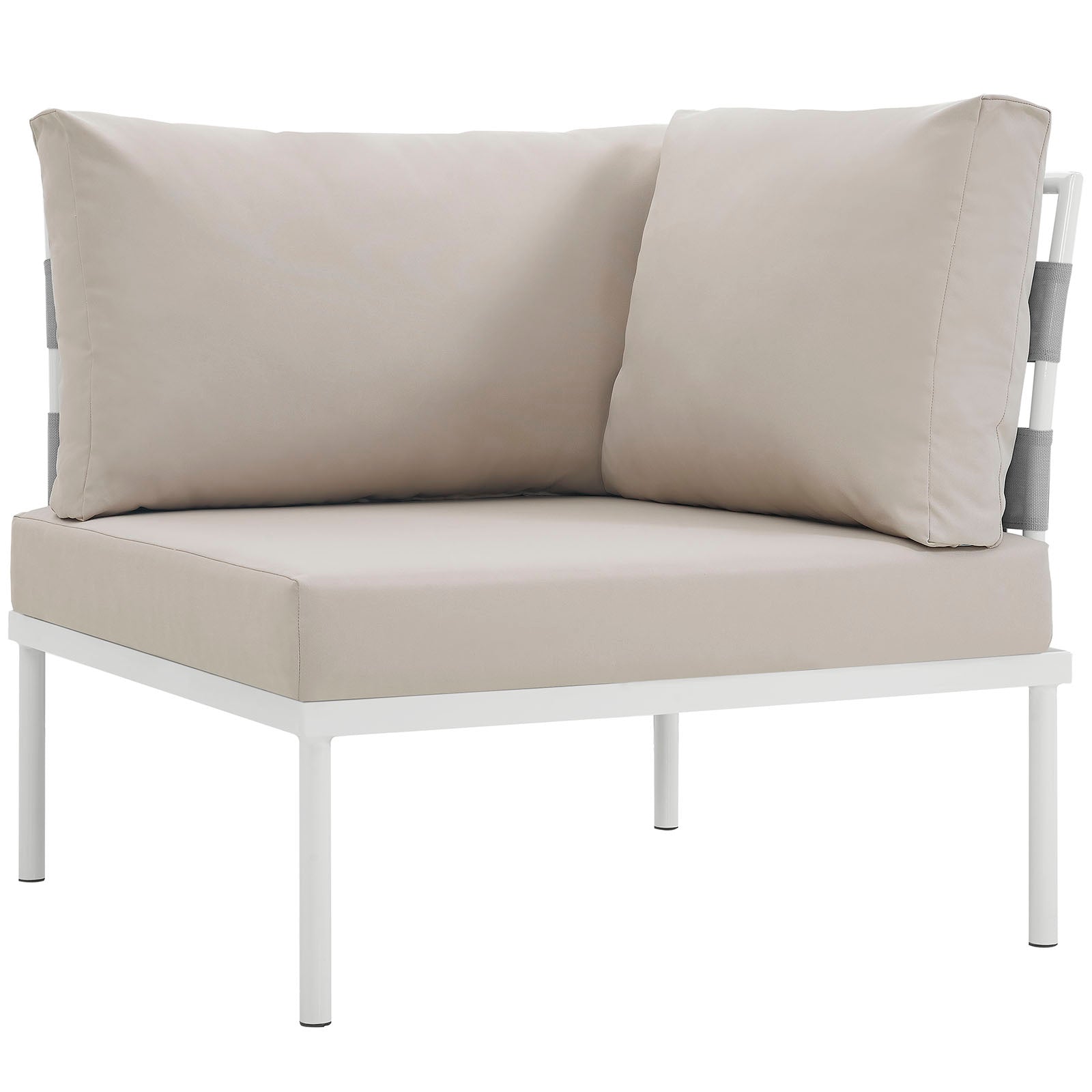 Modway Outdoor Chairs - Harmony Outdoor Patio Aluminum Corner Sofa White Beige
