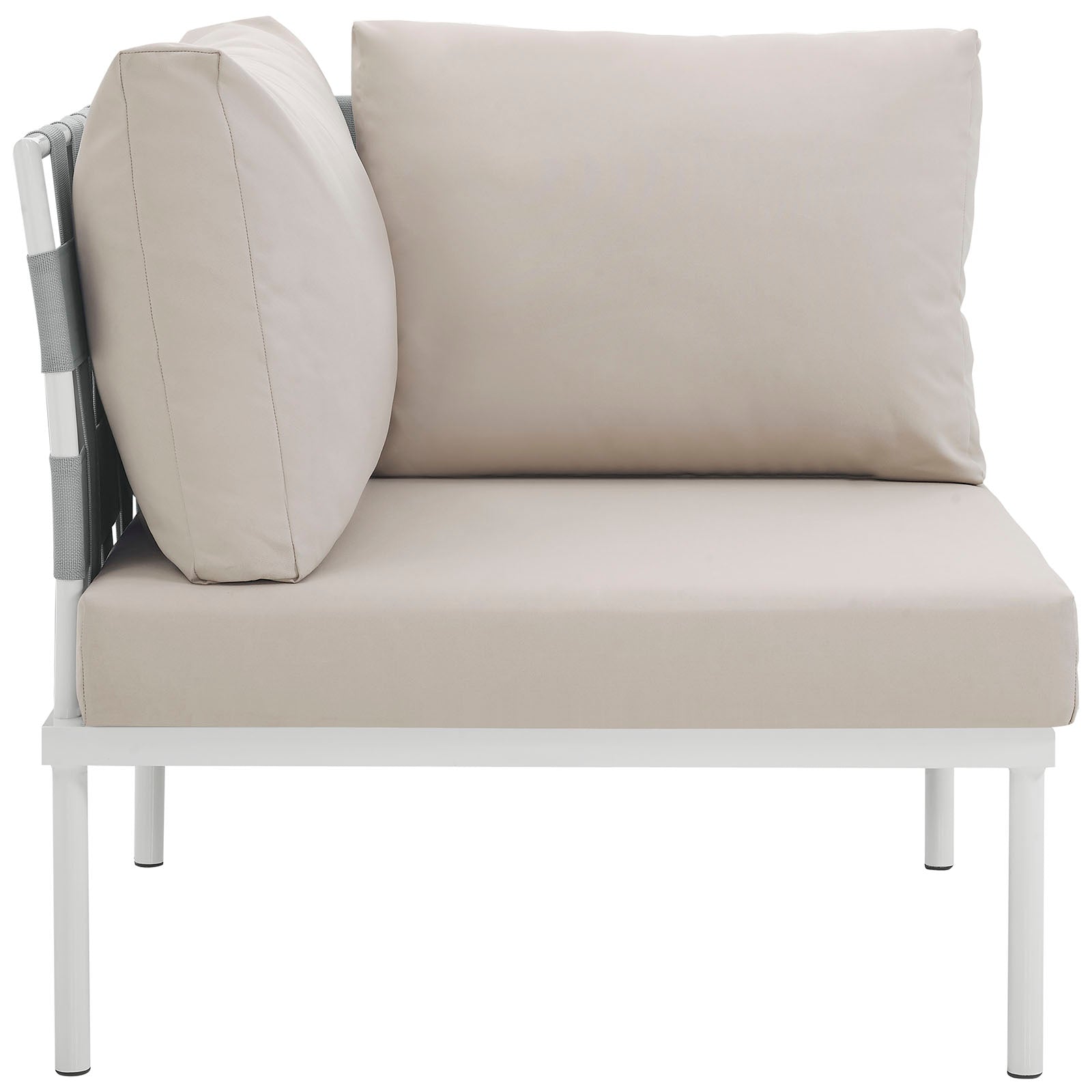 Modway Outdoor Chairs - Harmony Outdoor Patio Aluminum Corner Sofa White Beige