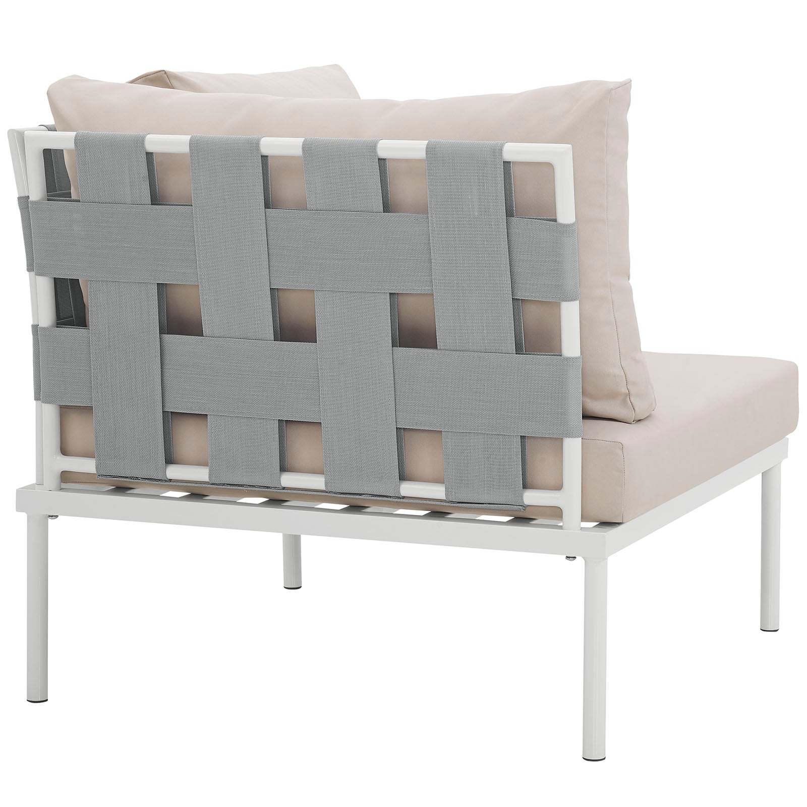Modway Outdoor Chairs - Harmony Outdoor Patio Aluminum Corner Sofa White Beige
