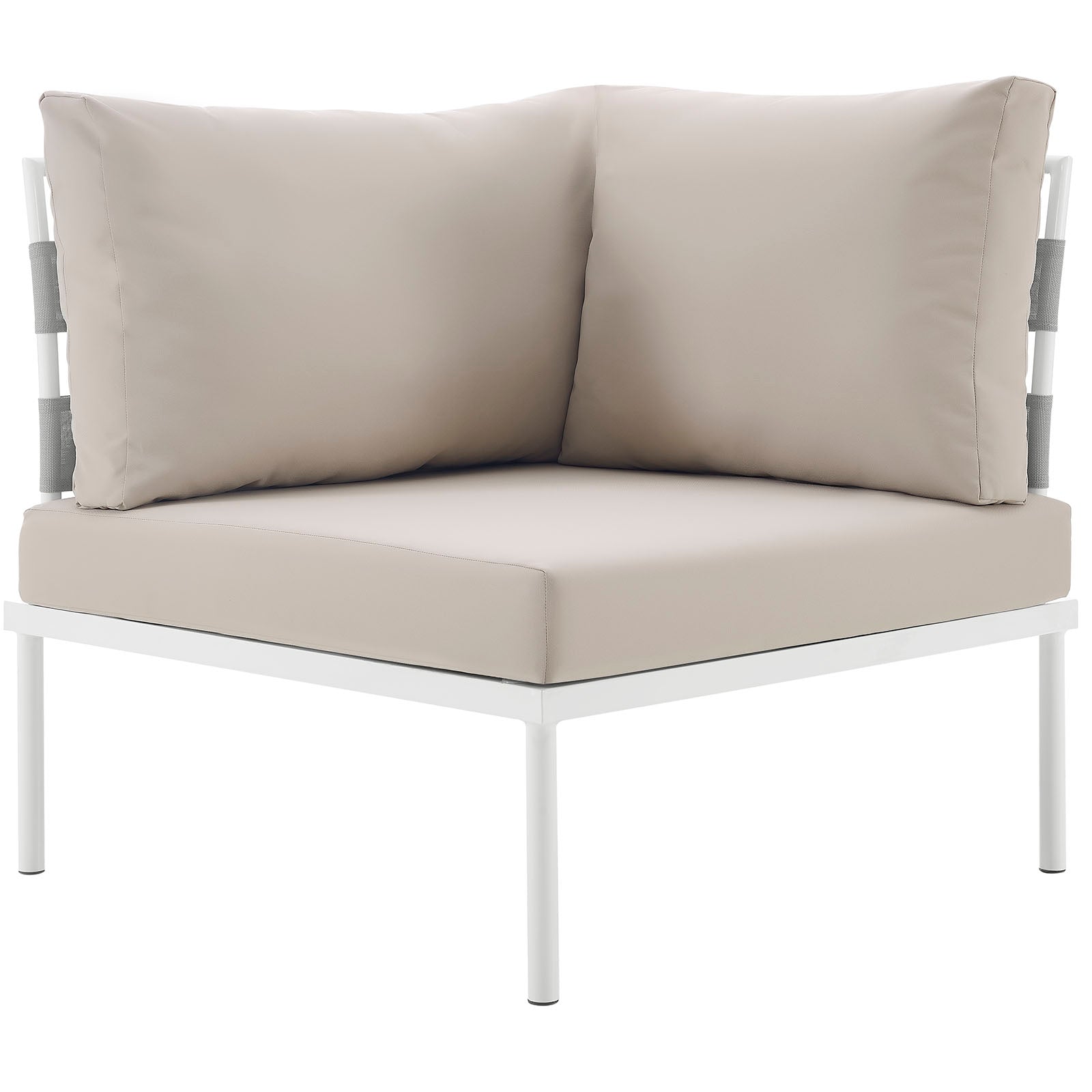 Modway Outdoor Chairs - Harmony Outdoor Patio Aluminum Corner Sofa White Beige