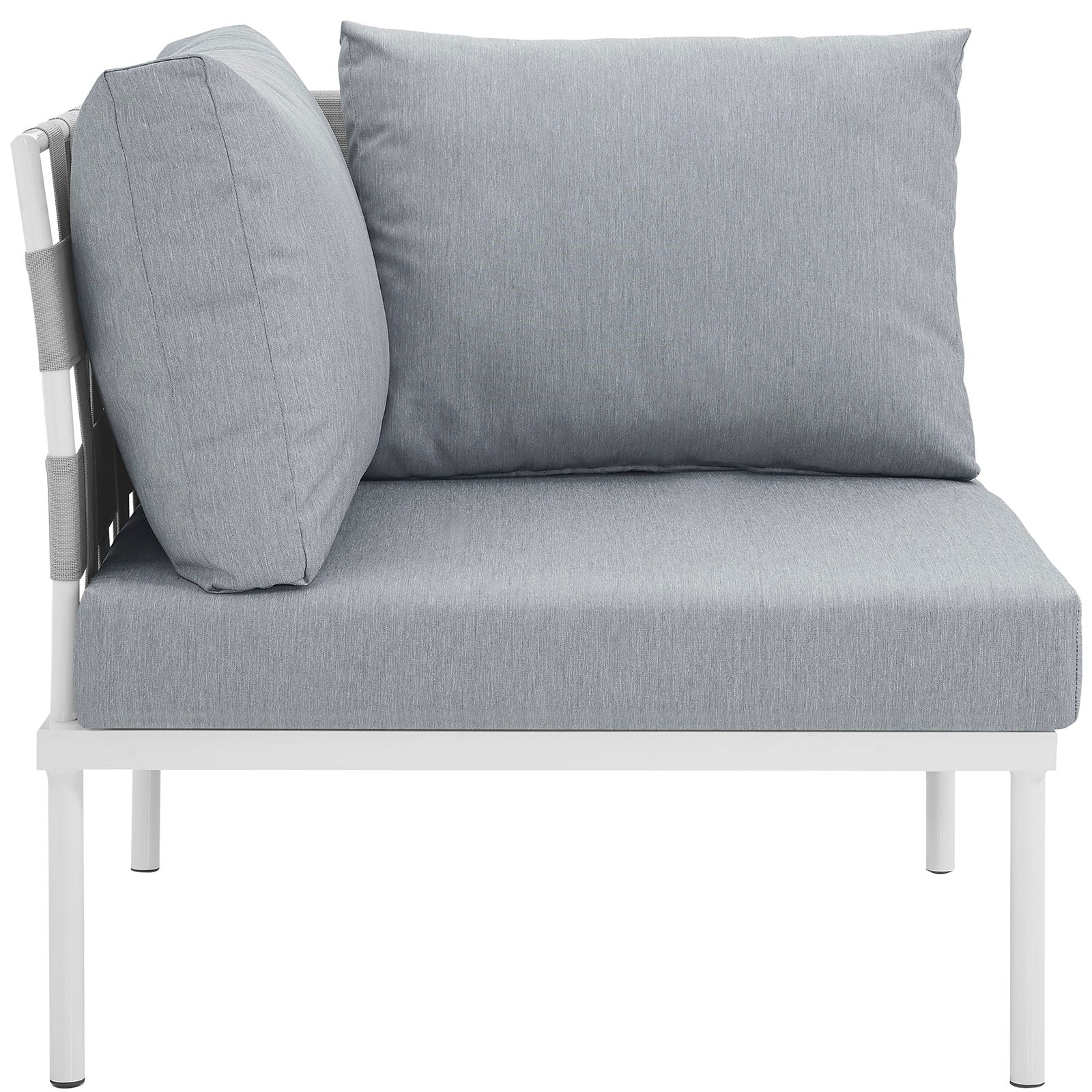 Modway Outdoor Chairs - Harmony Outdoor Patio Aluminum Corner Sofa White Gray