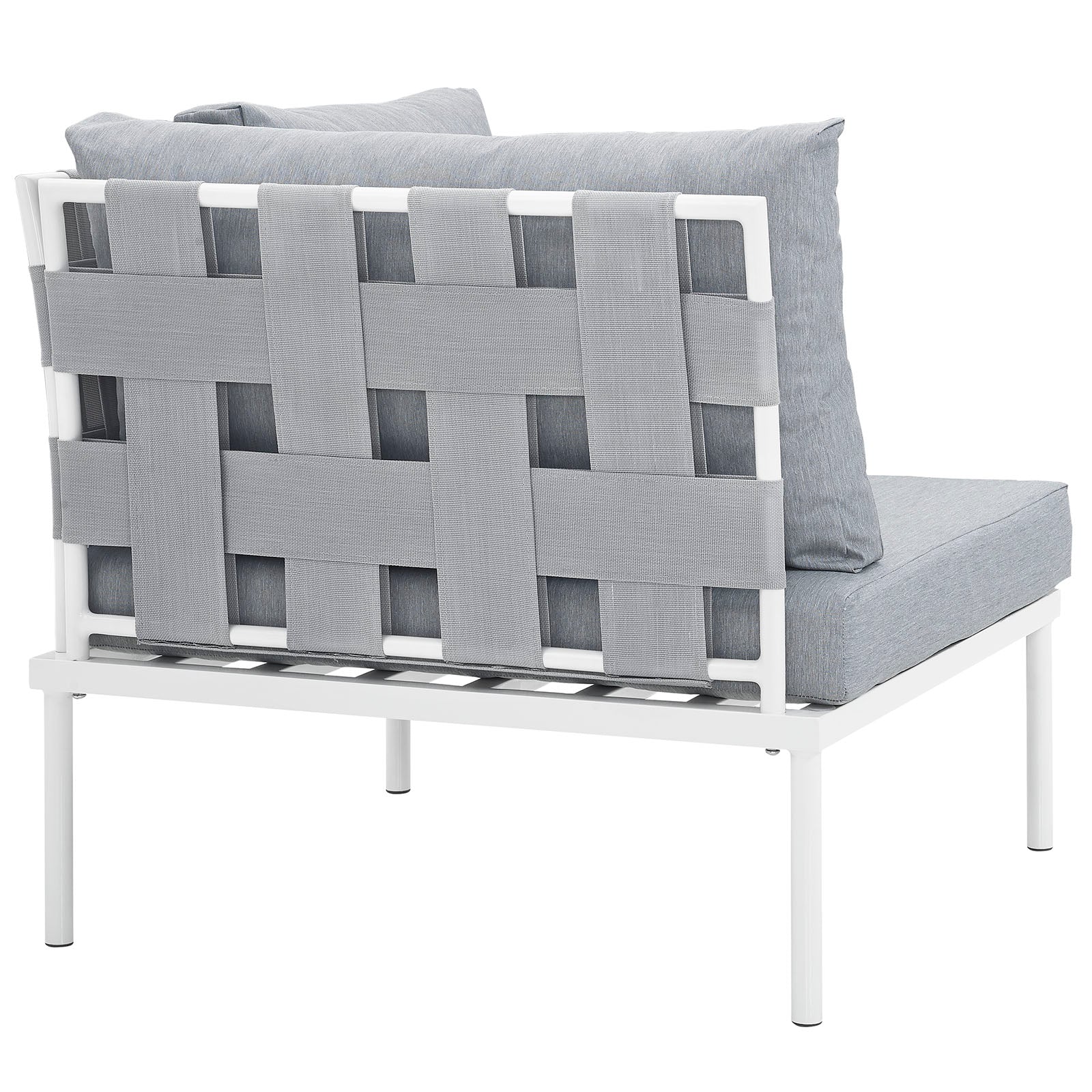 Modway Outdoor Chairs - Harmony Outdoor Patio Aluminum Corner Sofa White Gray