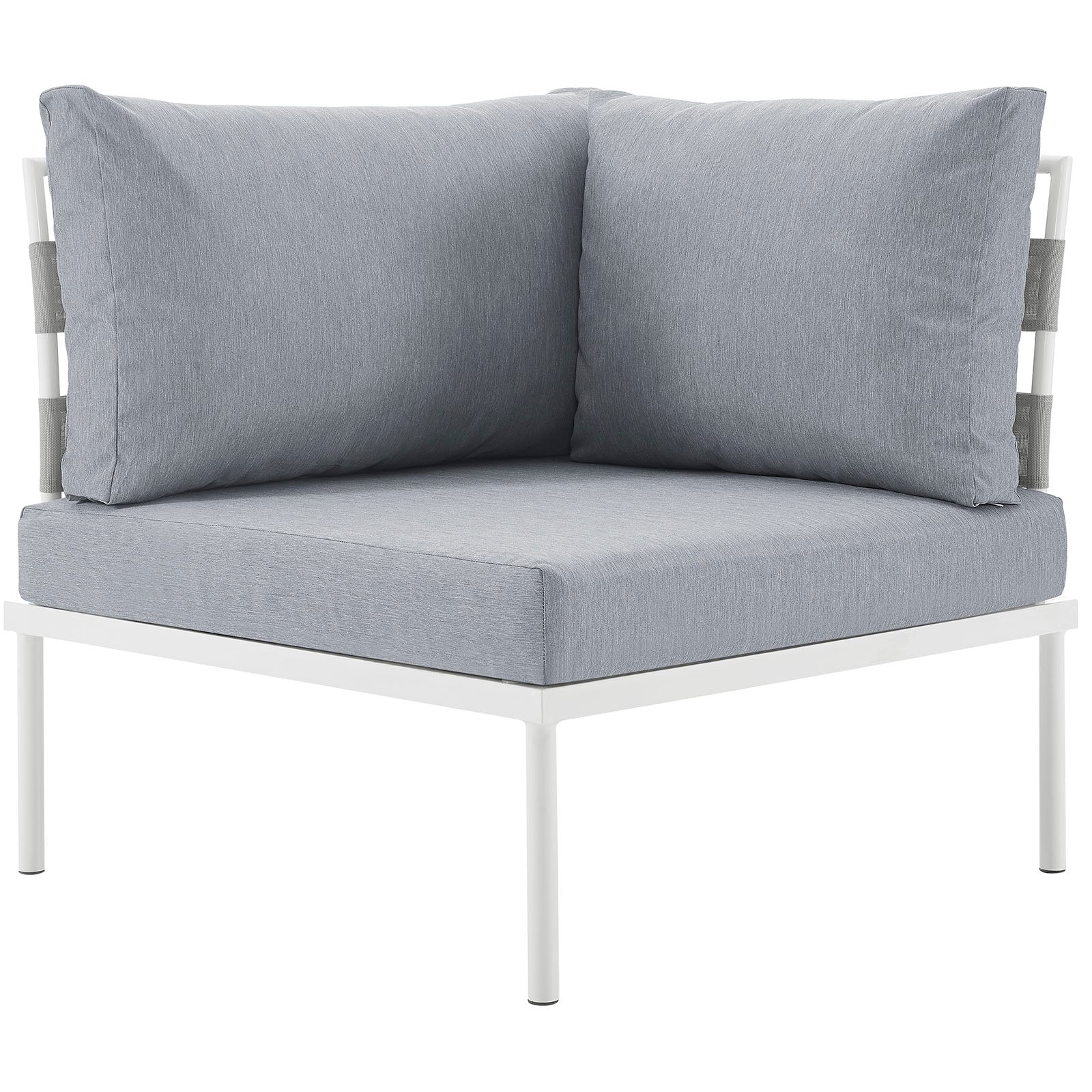 Modway Outdoor Chairs - Harmony Outdoor Patio Aluminum Corner Sofa White Gray