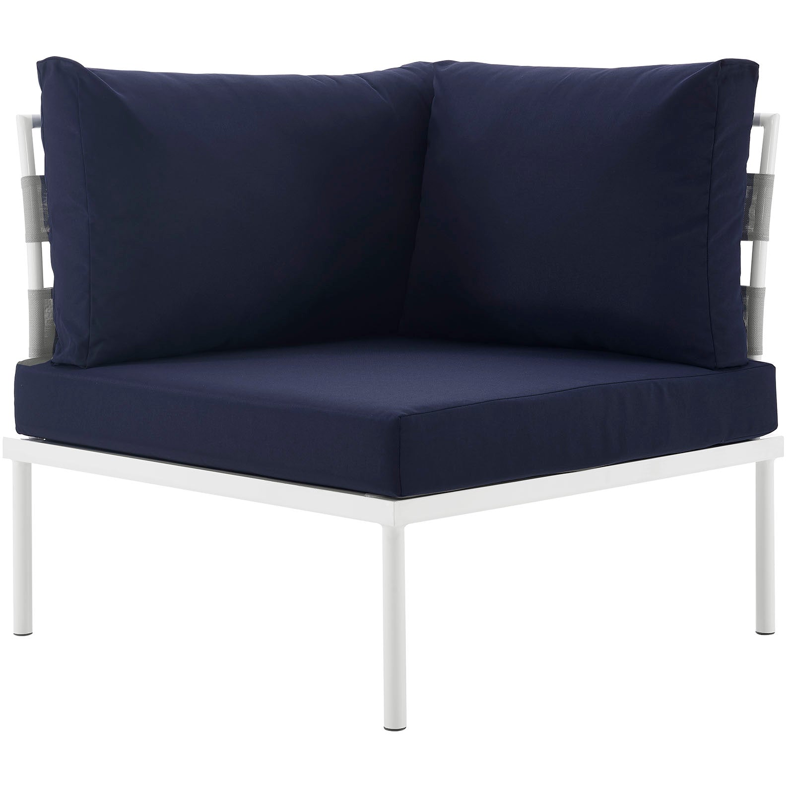Modway Outdoor Chairs - Harmony Outdoor Patio Aluminum Corner Sofa White Navy