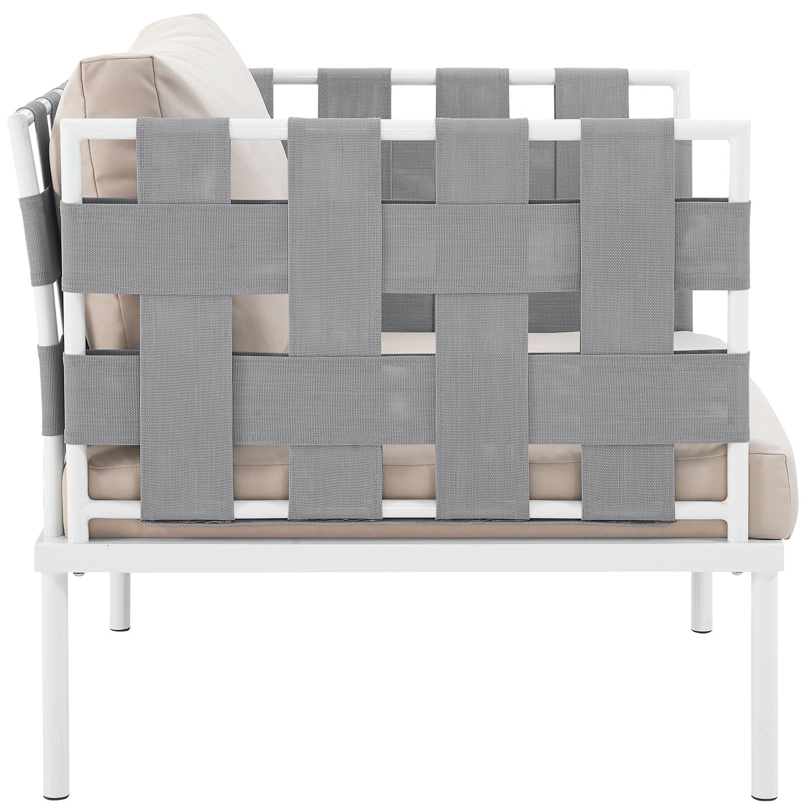 Modway Outdoor Chairs - Harmony Outdoor Patio Aluminum Armchair White Beige