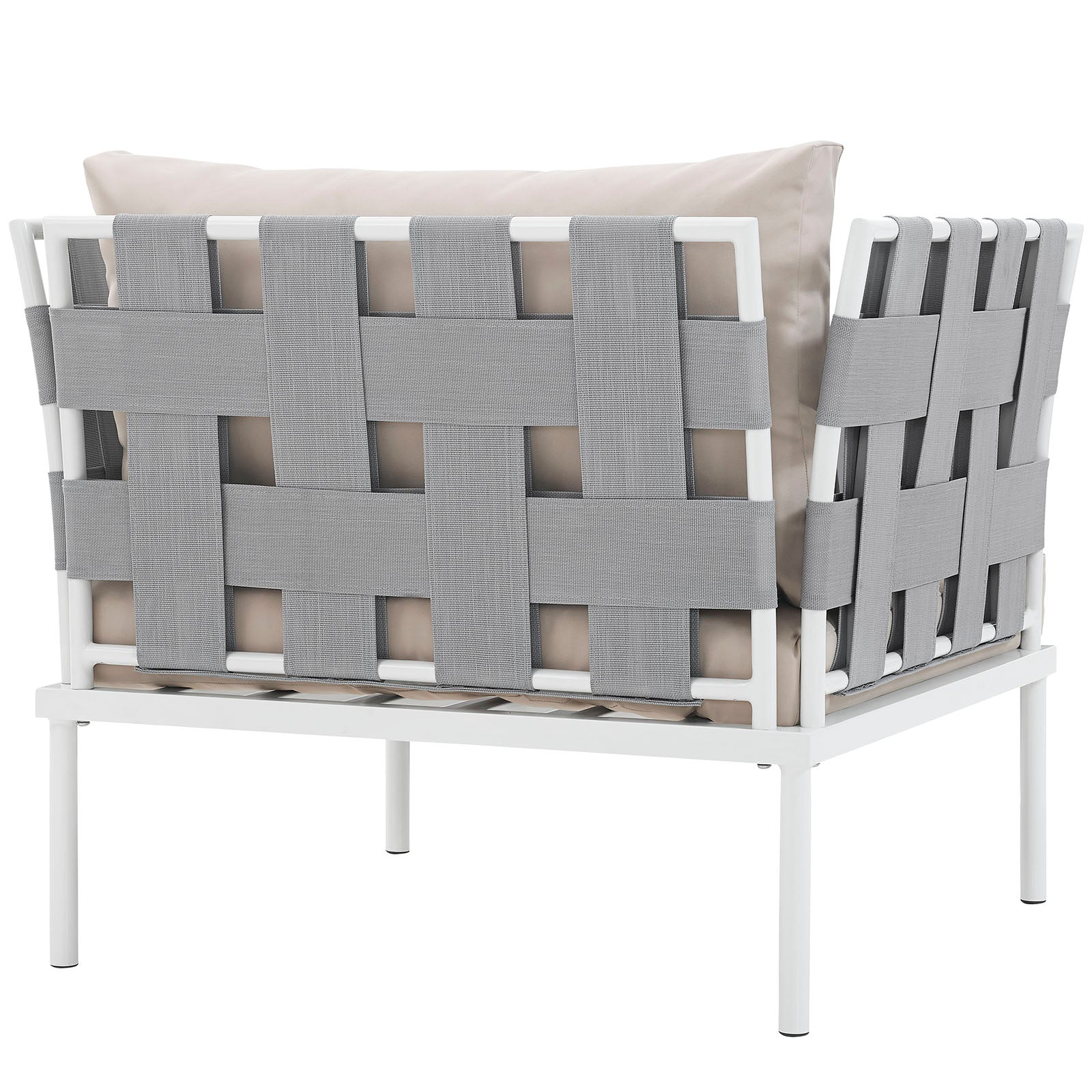 Modway Outdoor Chairs - Harmony Outdoor Patio Aluminum Armchair White Beige
