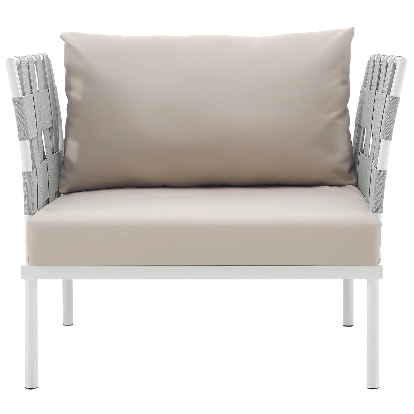 Modway Outdoor Chairs - Harmony Outdoor Patio Aluminum Armchair White Beige
