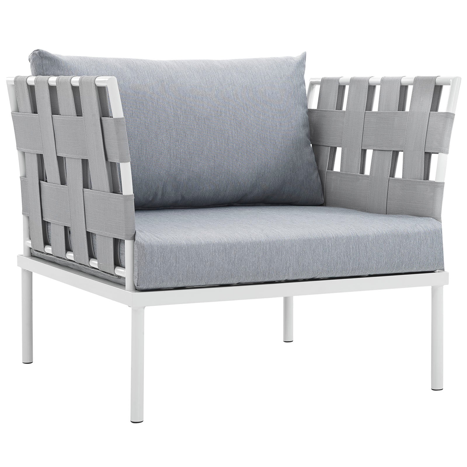 Modway Outdoor Chairs - Harmony Outdoor Patio Aluminum Armchair White Gray