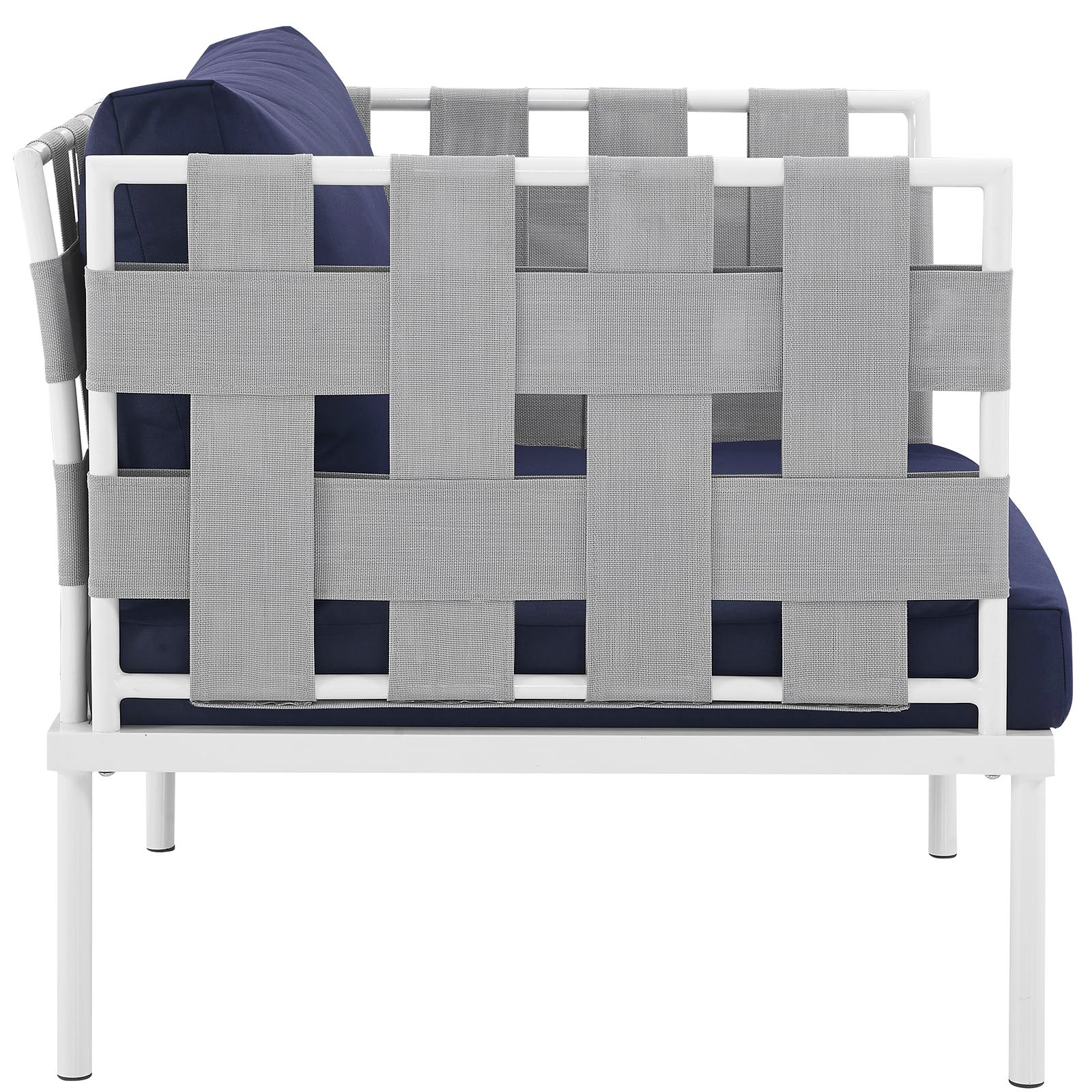 Modway Outdoor Chairs - Harmony Outdoor Patio Aluminum Armchair White Navy
