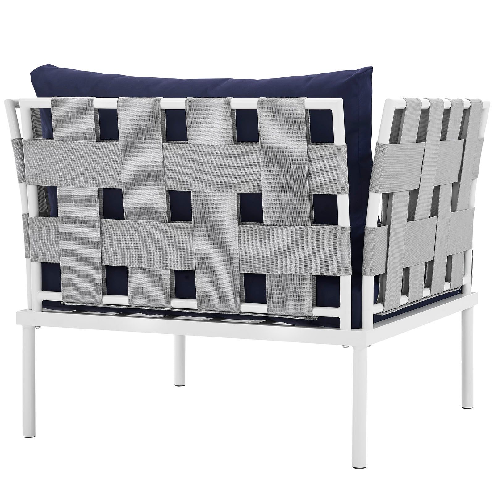 Modway Outdoor Chairs - Harmony Outdoor Patio Aluminum Armchair White Navy