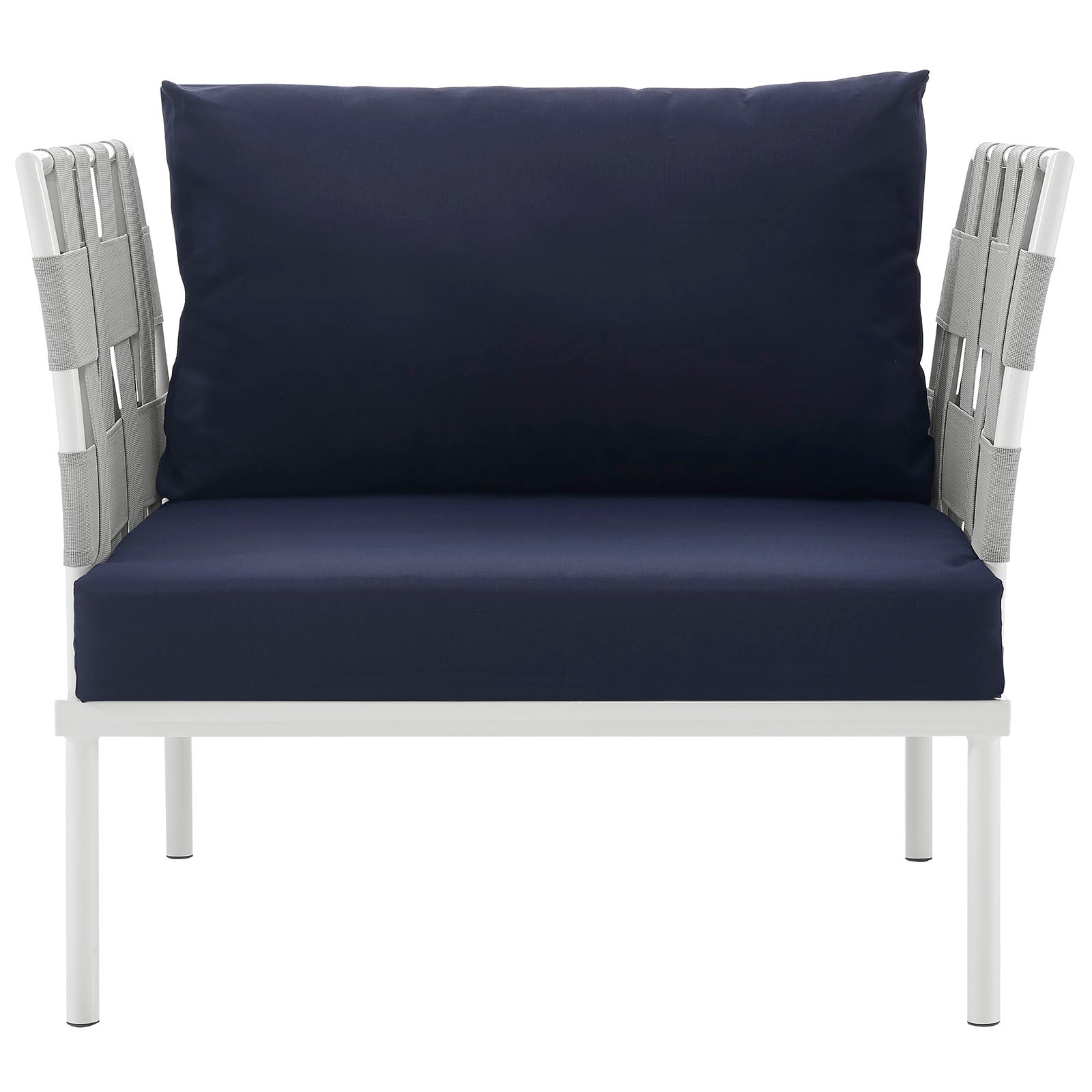 Modway Outdoor Chairs - Harmony Outdoor Patio Aluminum Armchair White Navy