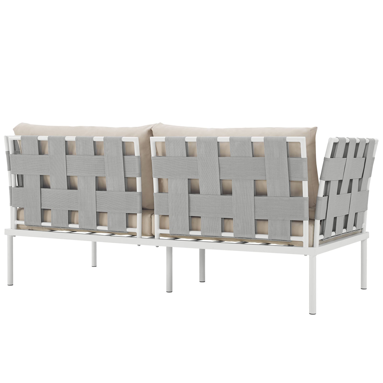 Modway Outdoor Sofas - Harmony Outdoor Patio Aluminum Loveseat White Beige