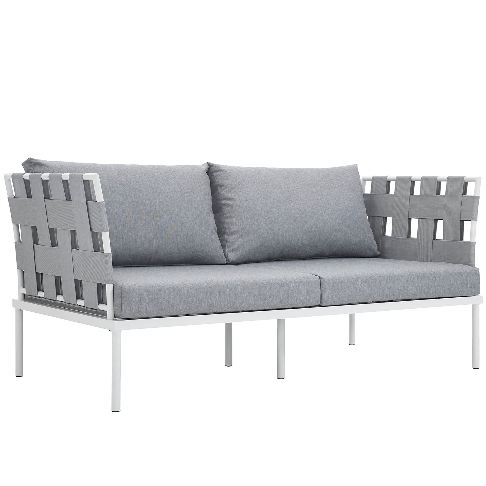 Modway Outdoor Sofas - Harmony Outdoor Patio Aluminum Loveseat White Gray