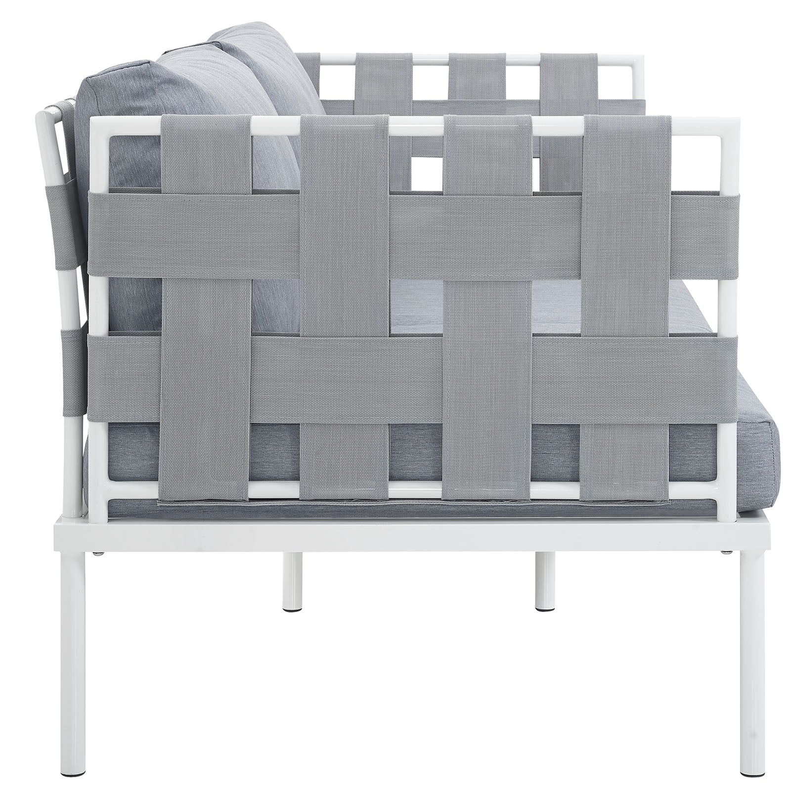 Modway Outdoor Sofas - Harmony Outdoor Patio Aluminum Loveseat White Gray