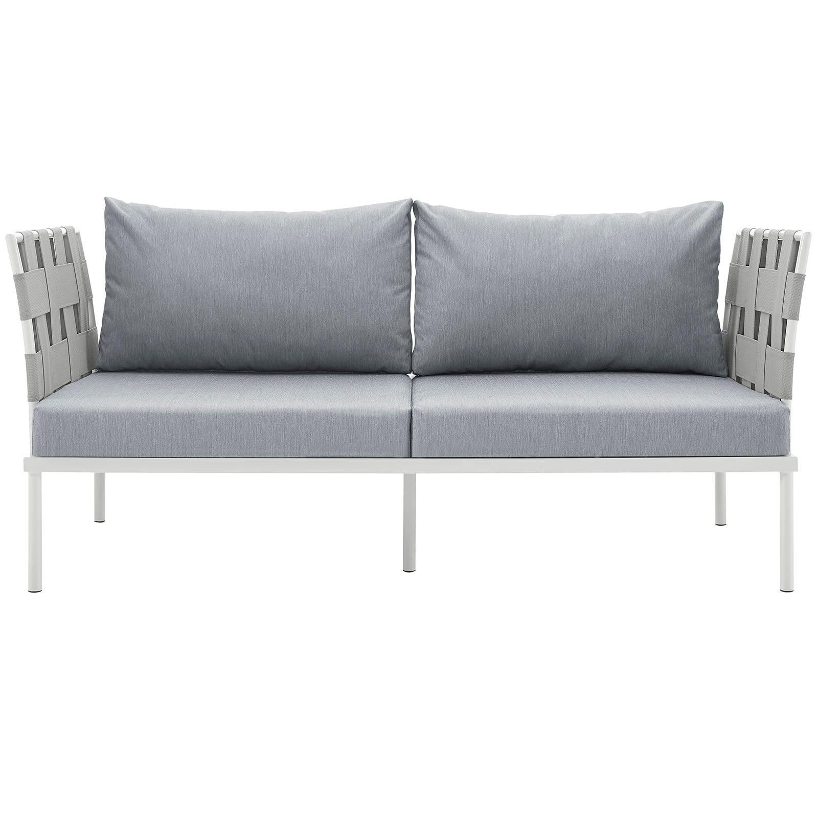 Modway Outdoor Sofas - Harmony Outdoor Patio Aluminum Loveseat White Gray