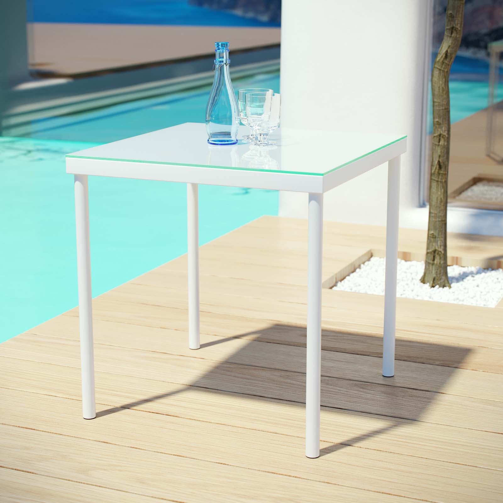 Modway Outdoor Side Tables - Harmony Outdoor Patio Side Table White