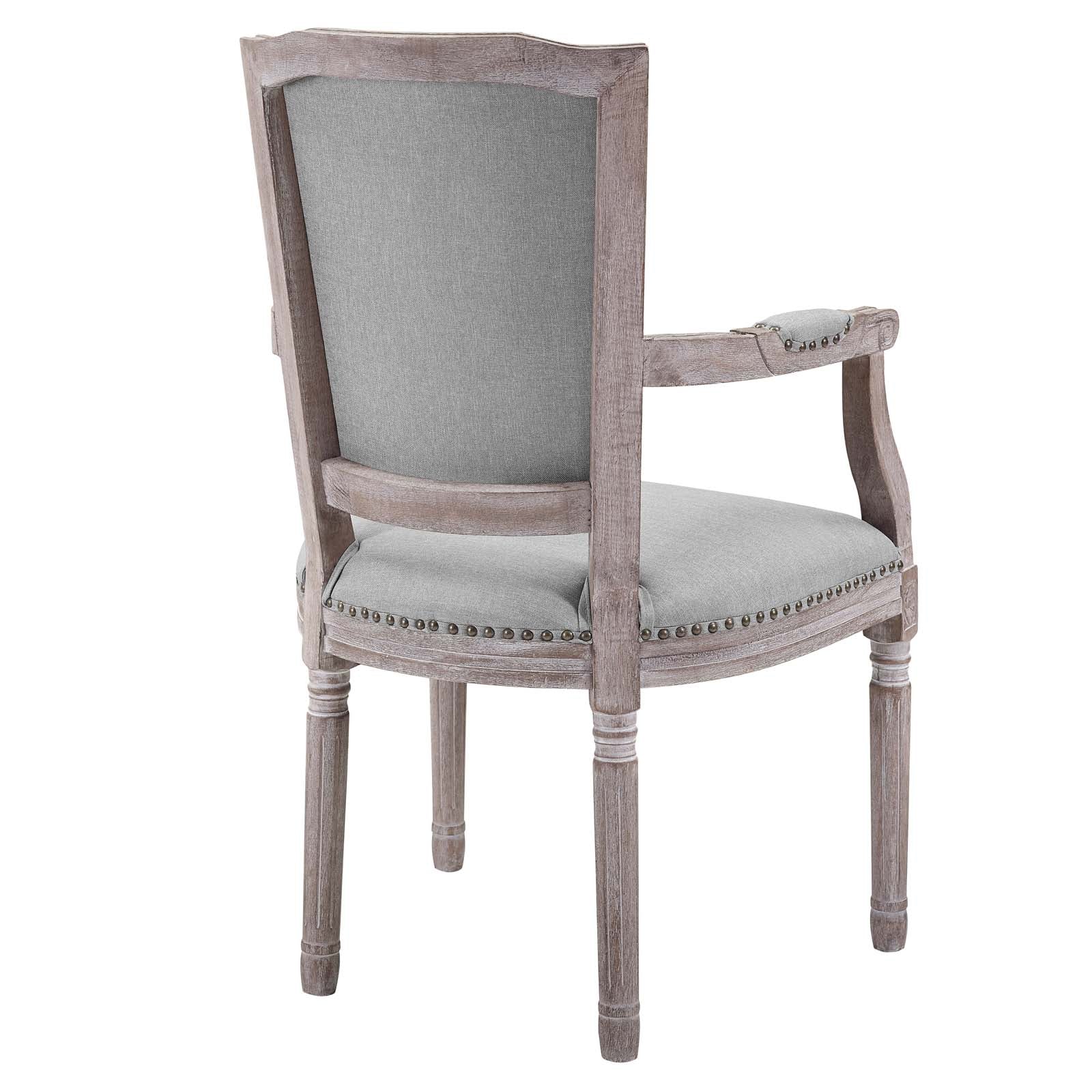 Modway Dining Chairs - Penchant Vintage French Upholstered Fabric Dining Armchair Light Gray