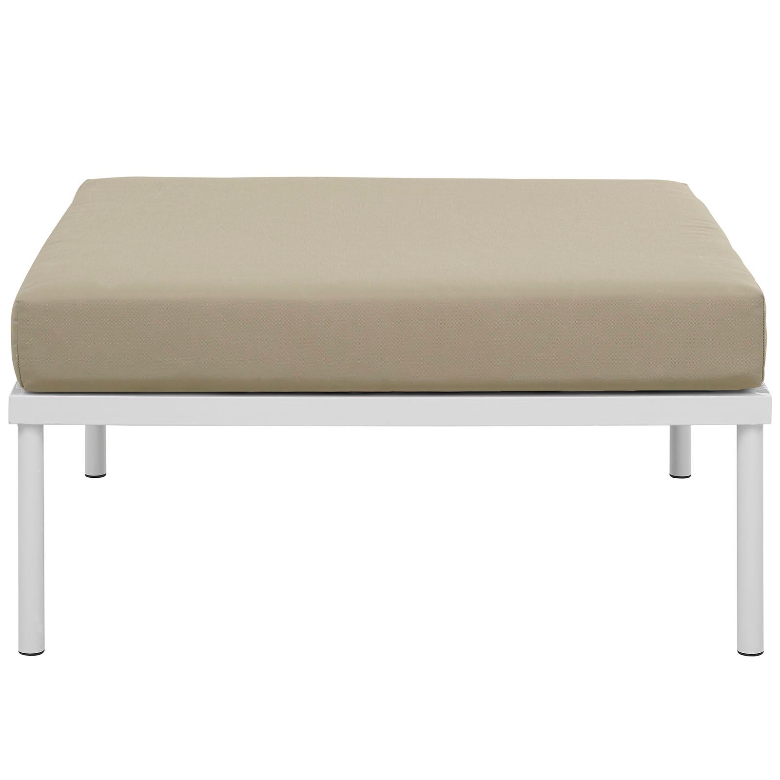 Modway Outdoor Stools & Benches - Harmony Outdoor Patio Aluminum Ottoman White Beige