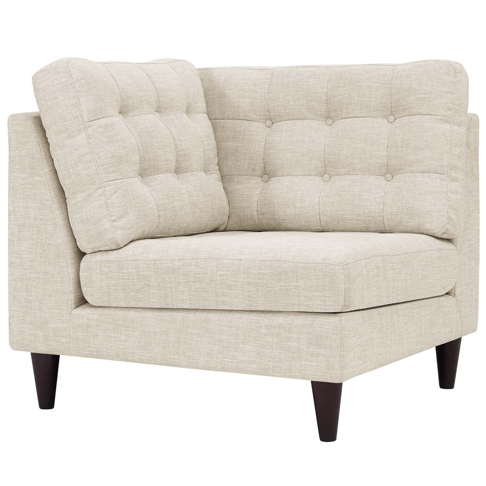 Modway Accent Chairs - Empress Upholstered Fabric Corner Sofa Beige