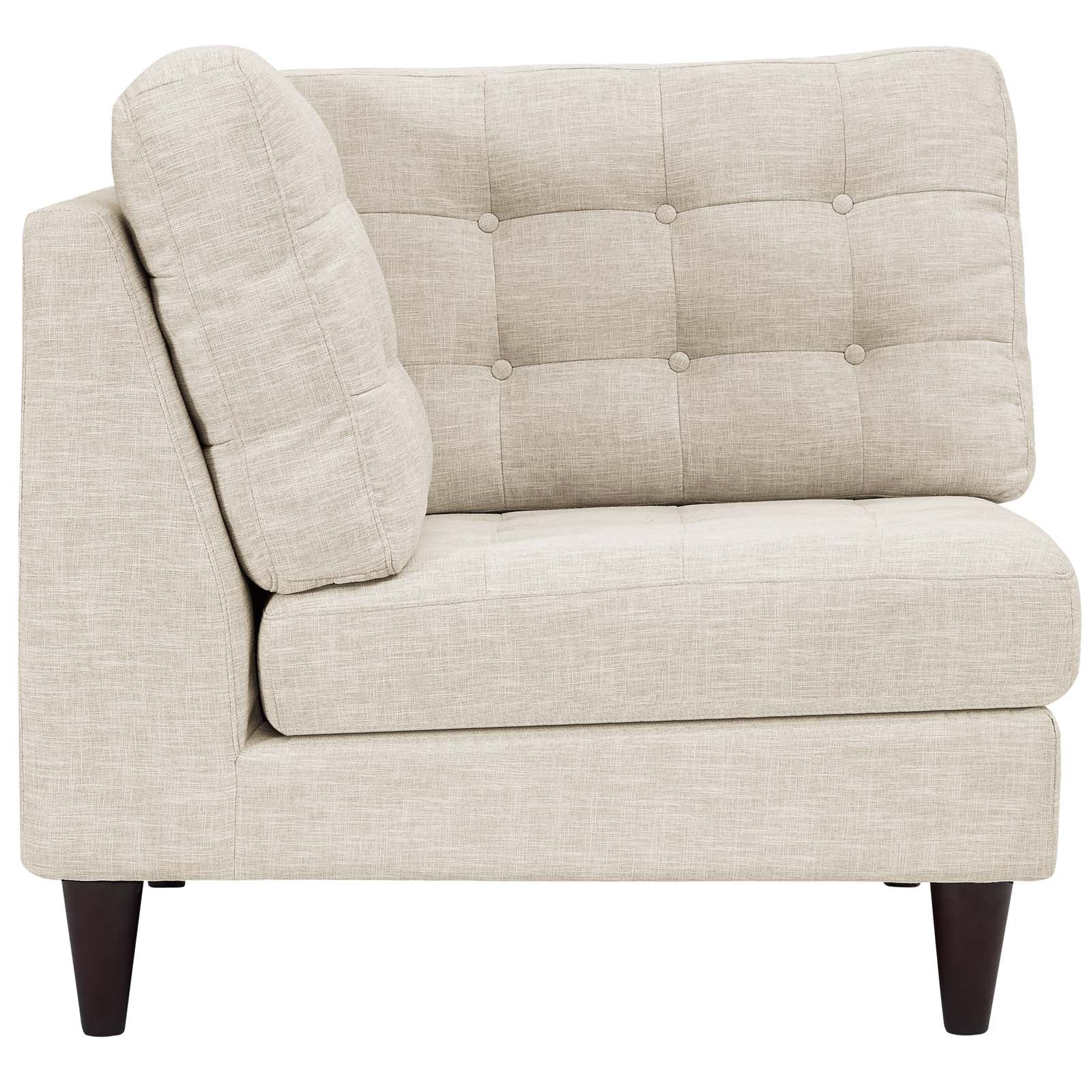 Modway Accent Chairs - Empress Upholstered Fabric Corner Sofa Beige