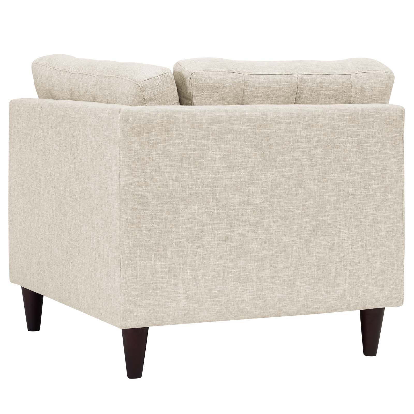 Modway Accent Chairs - Empress Upholstered Fabric Corner Sofa Beige
