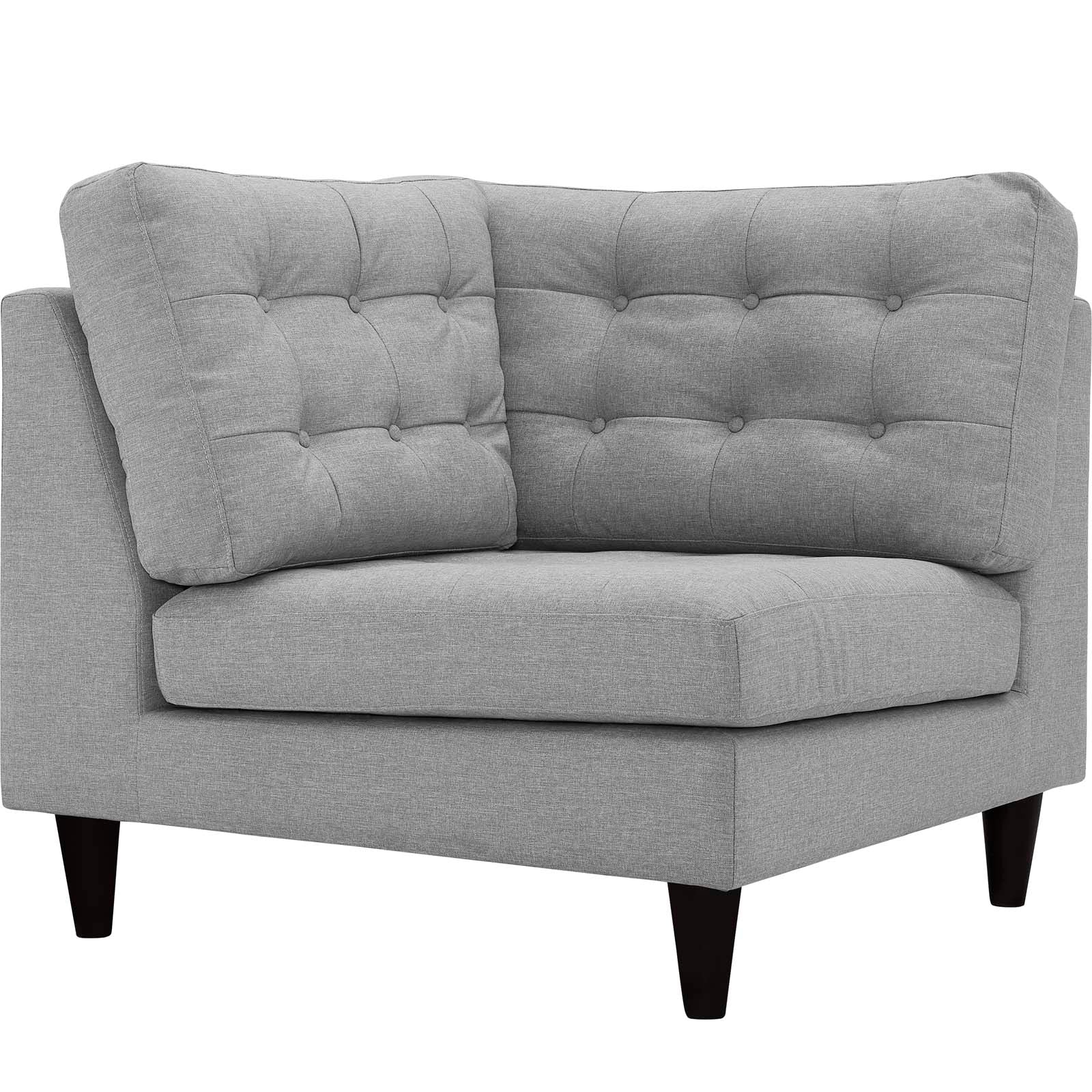 Modway Accent Chairs - Empress Upholstered Fabric Corner Sofa Light Gray