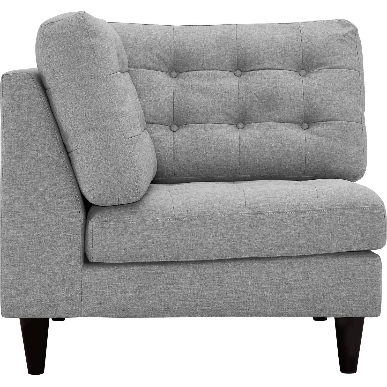 Modway Accent Chairs - Empress Upholstered Fabric Corner Sofa Light Gray