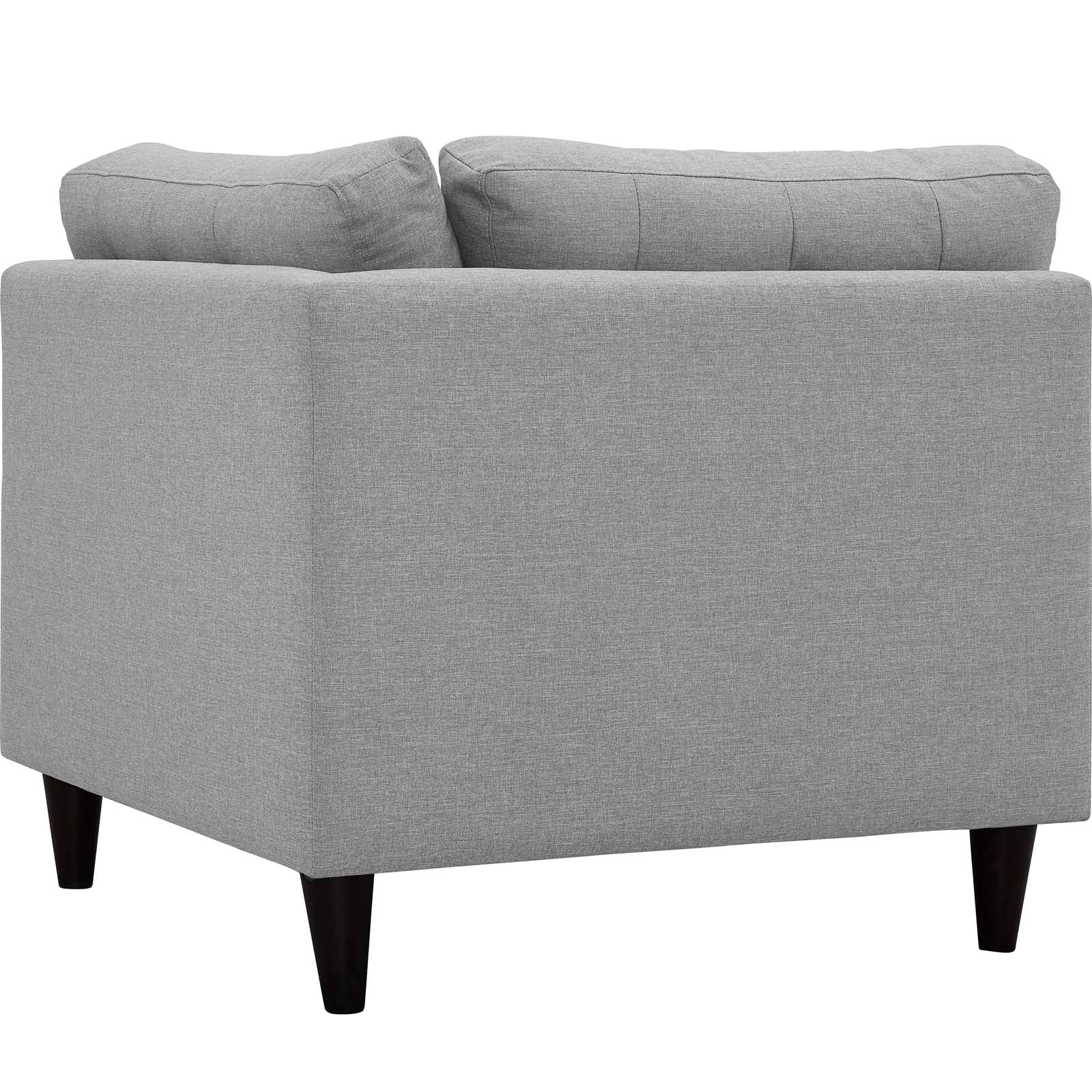 Modway Accent Chairs - Empress Upholstered Fabric Corner Sofa Light Gray