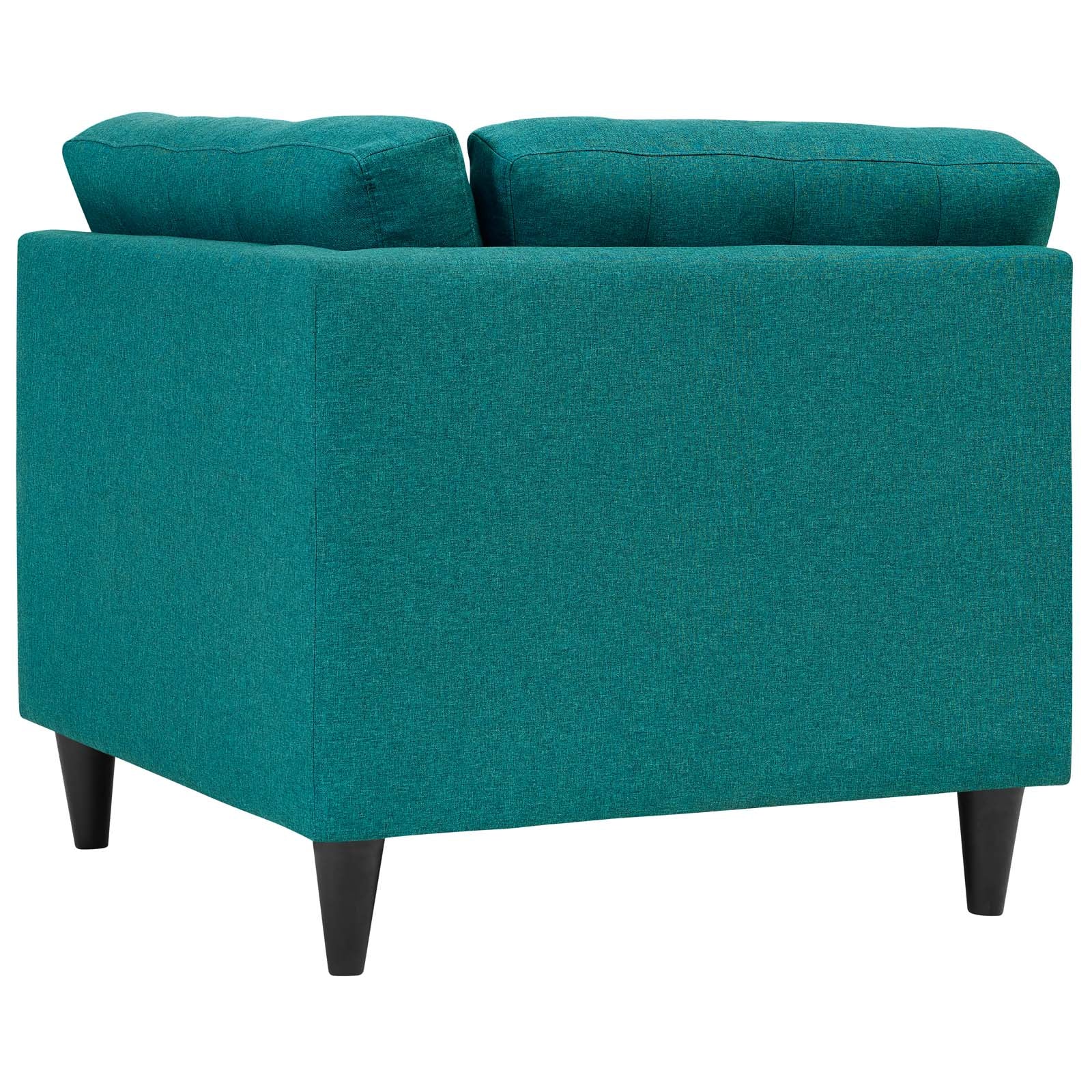Modway Accent Chairs - Empress Upholstered Fabric Corner Sofa Teal