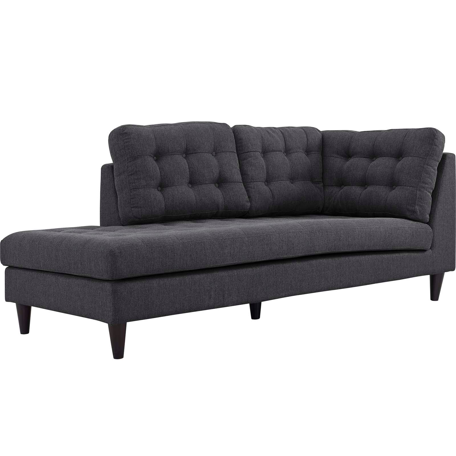Modway Sleepers & Futons - Empress Upholstered Fabric Left Facing Bumper Gray
