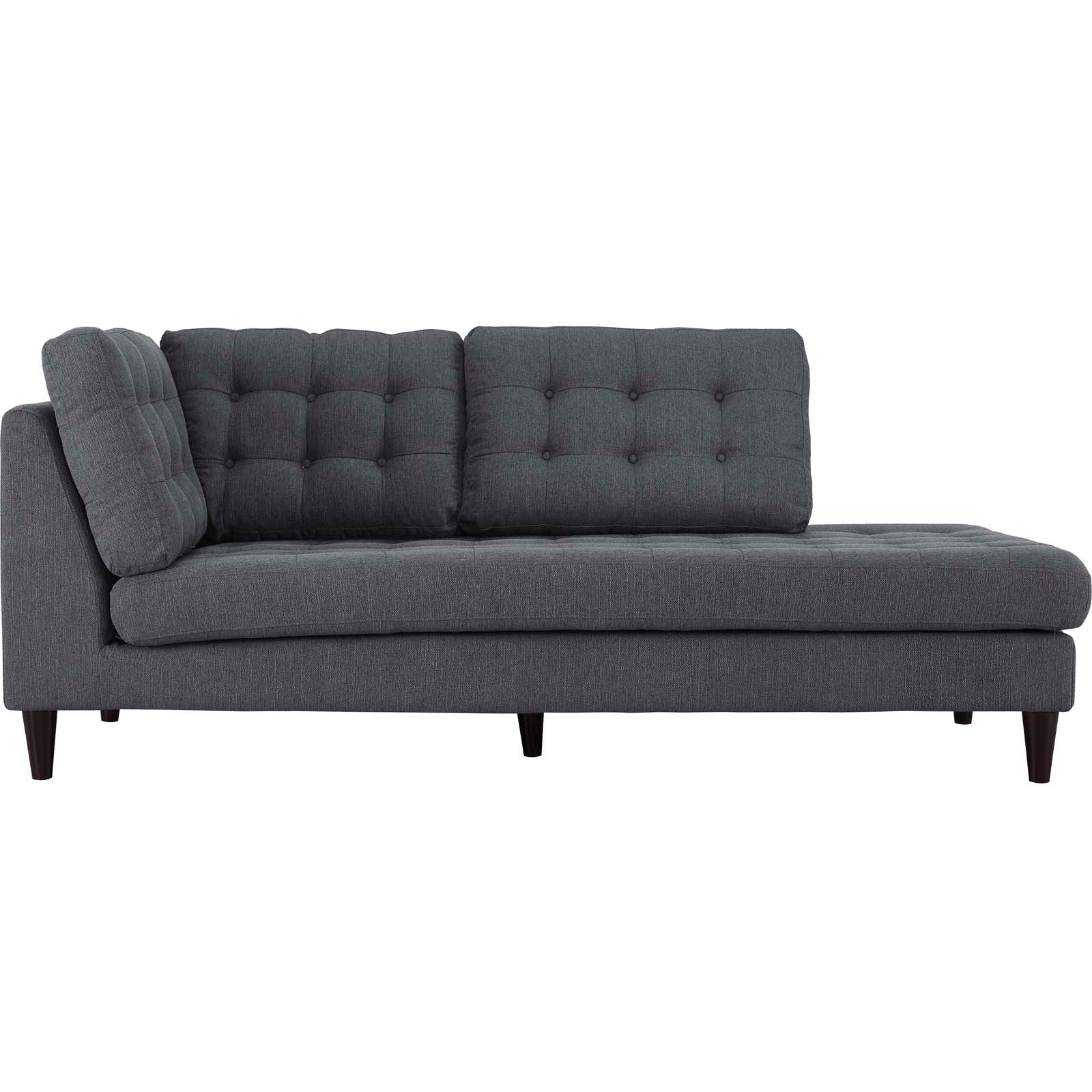 Modway Sleepers & Futons - Empress Upholstered Fabric Right Facing Bumper Gray