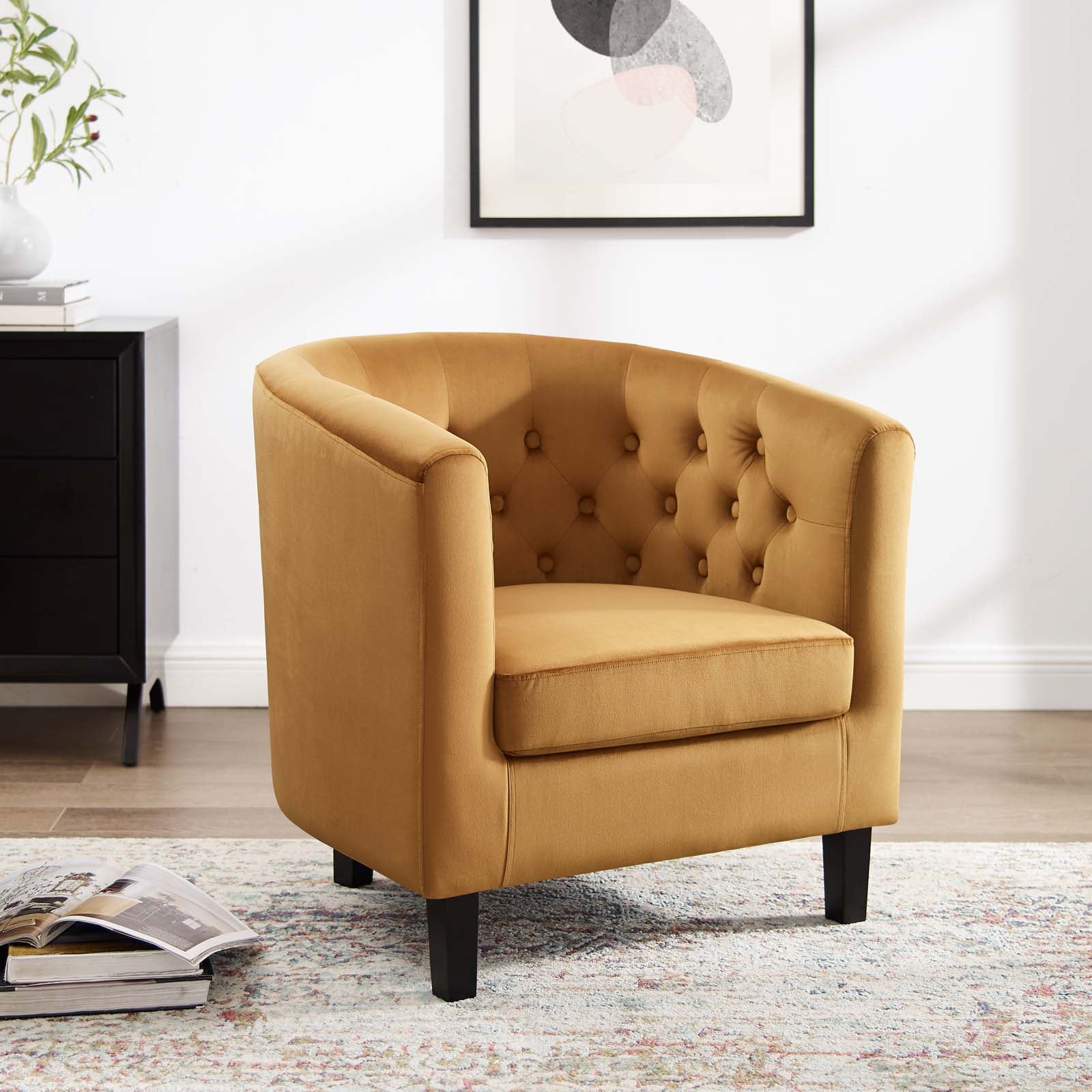 Prospect Performance Velvet Armchair Cognac