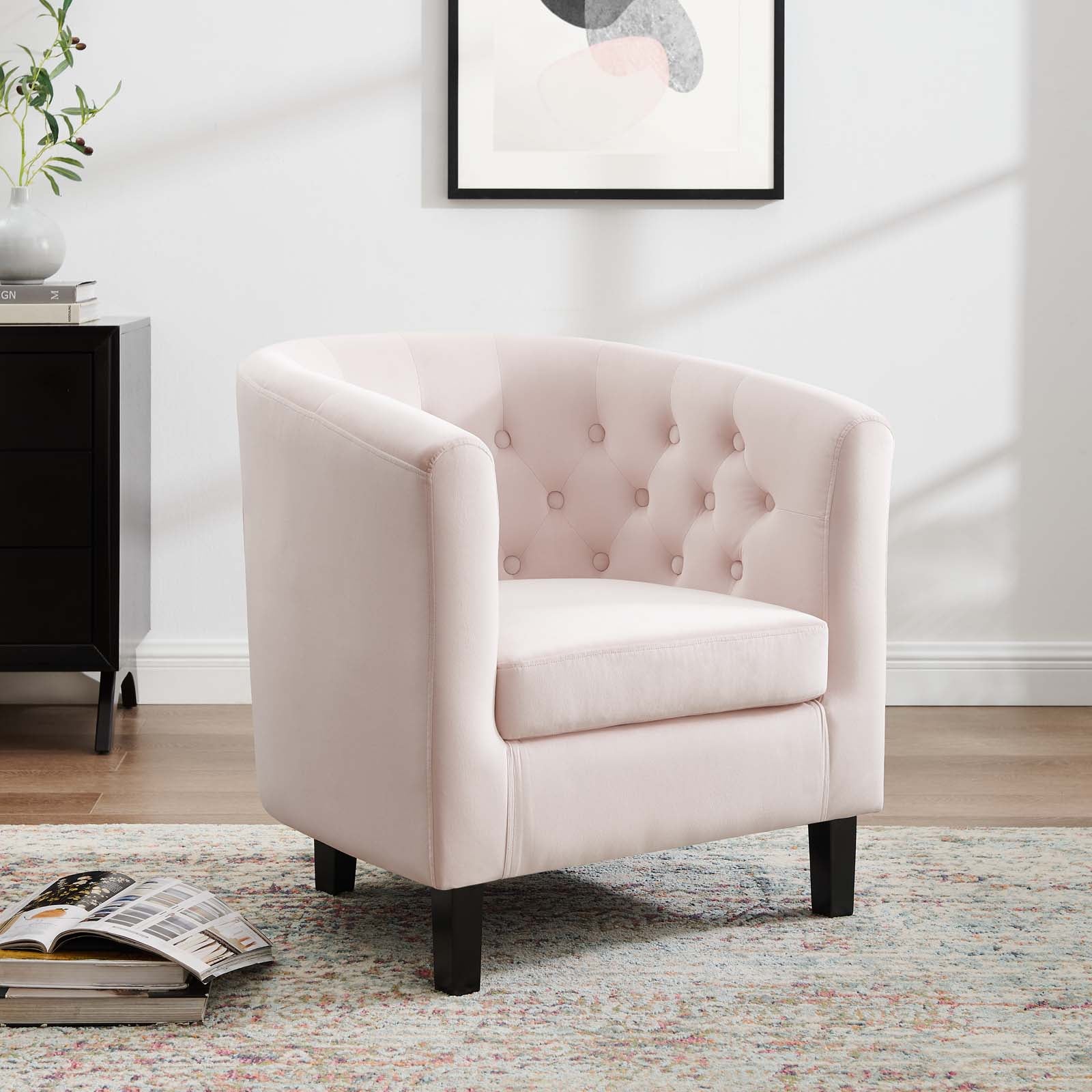 Modway Accent Chairs - Prospect Performance Velvet Armchair Pink