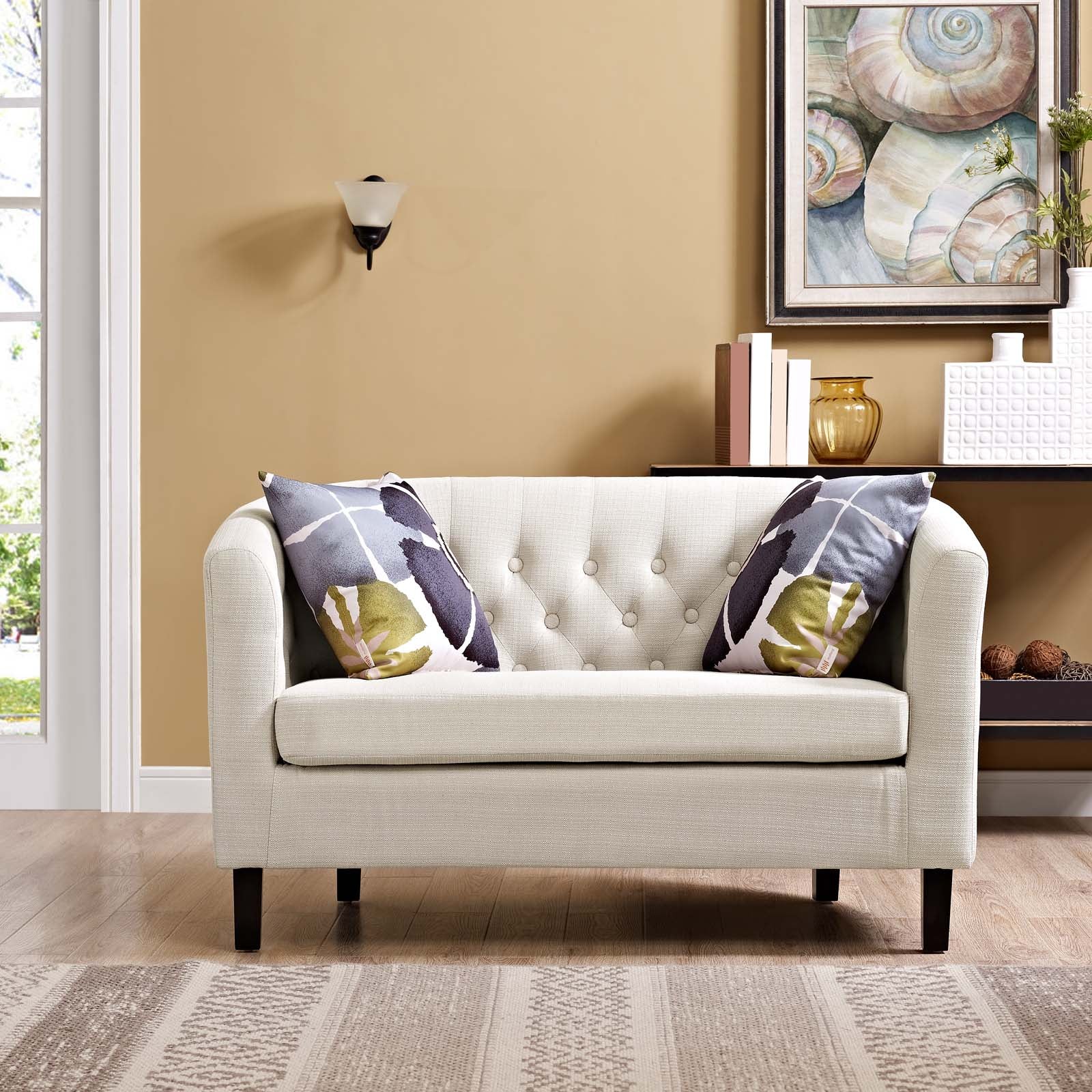Modway Loveseats - Prospect Upholstered Fabric Loveseat Beige