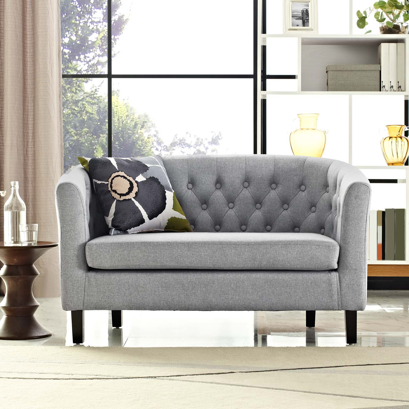 Modway Loveseats - Prospect Upholstered Fabric Loveseat Light Gray