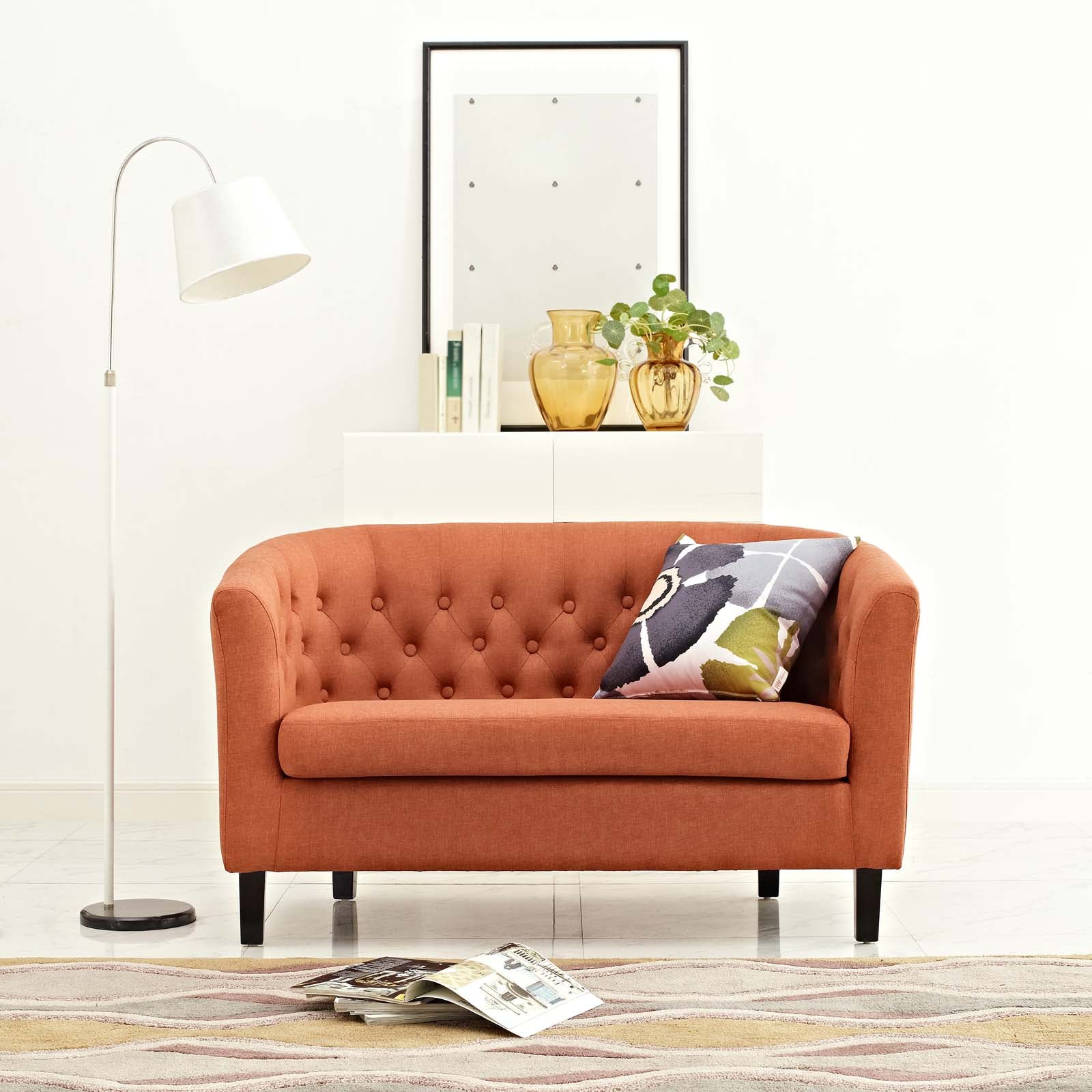 Modway Loveseats - Prospect Upholstered Fabric Loveseat Orange
