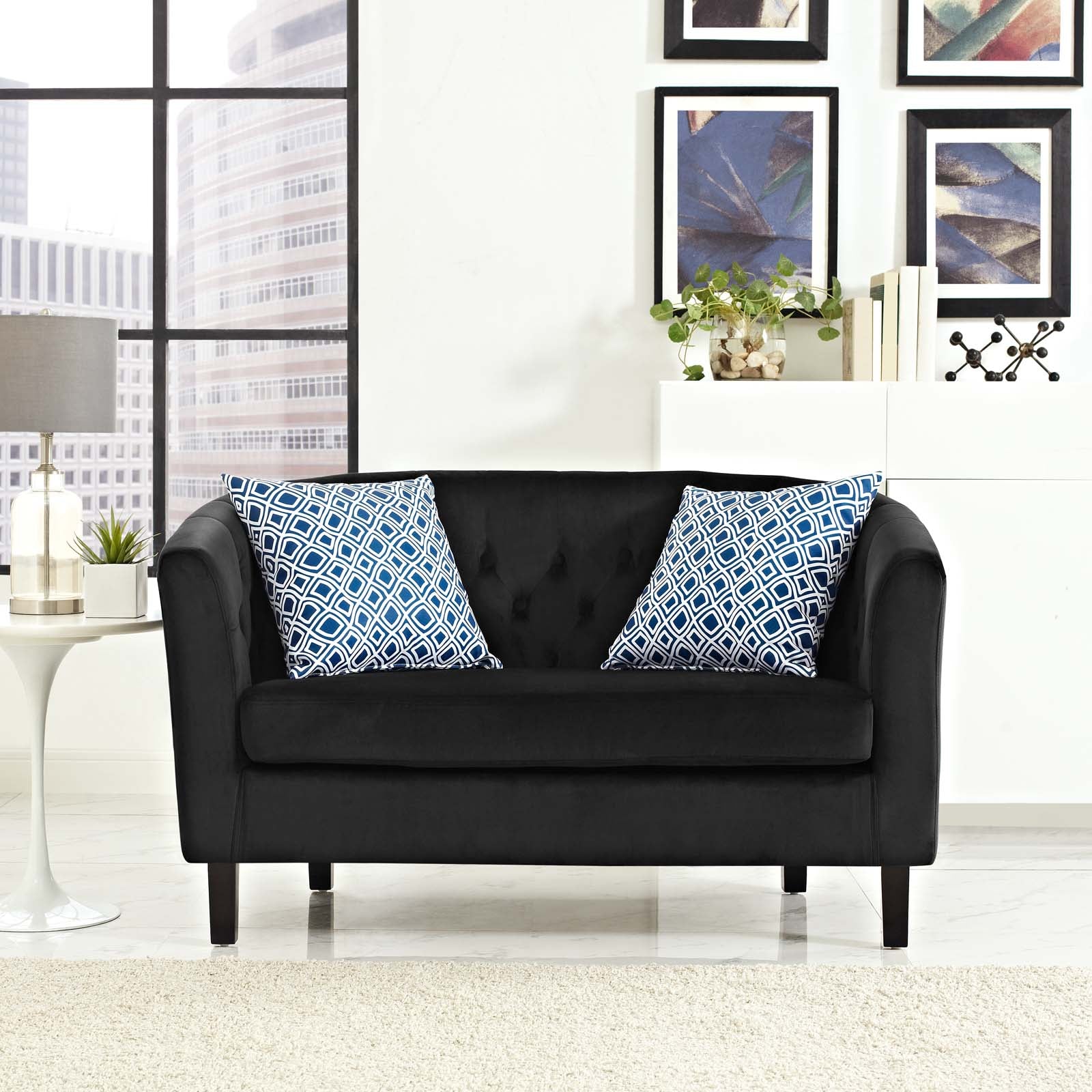 Modway Loveseats - Prospect Performance Velvet Loveseat Black