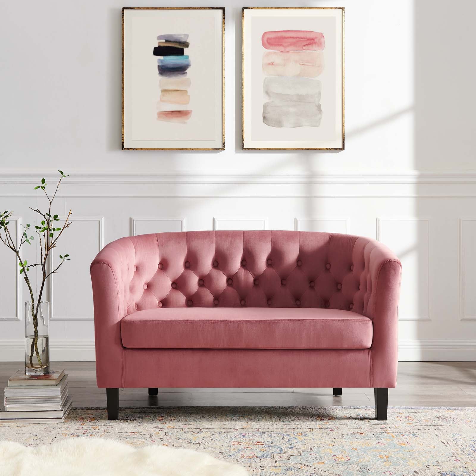 Modway Loveseats - Prospect Performance Velvet Loveseat Dusty Rose