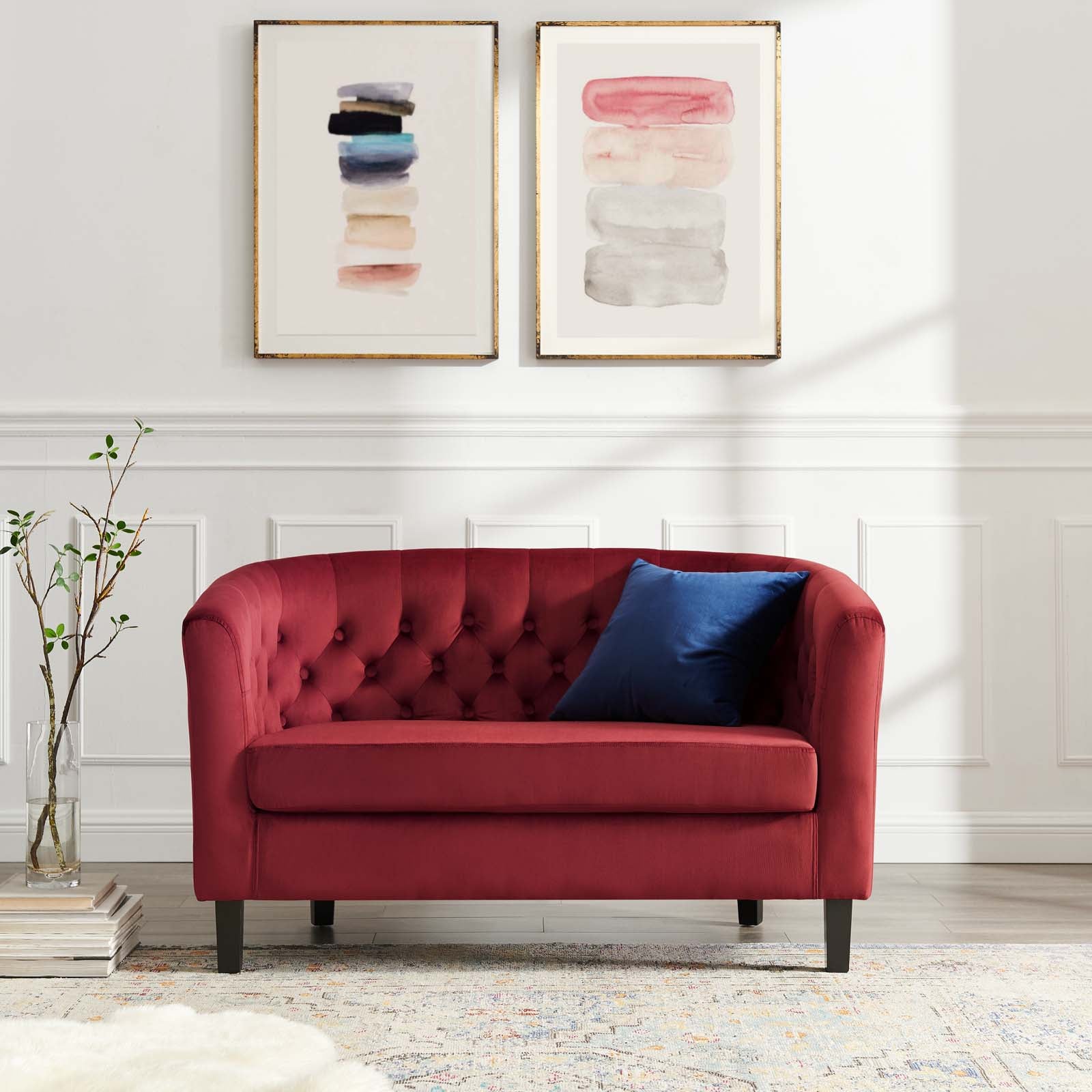 Modway Loveseats - Prospect Performance Velvet Loveseat Maroon